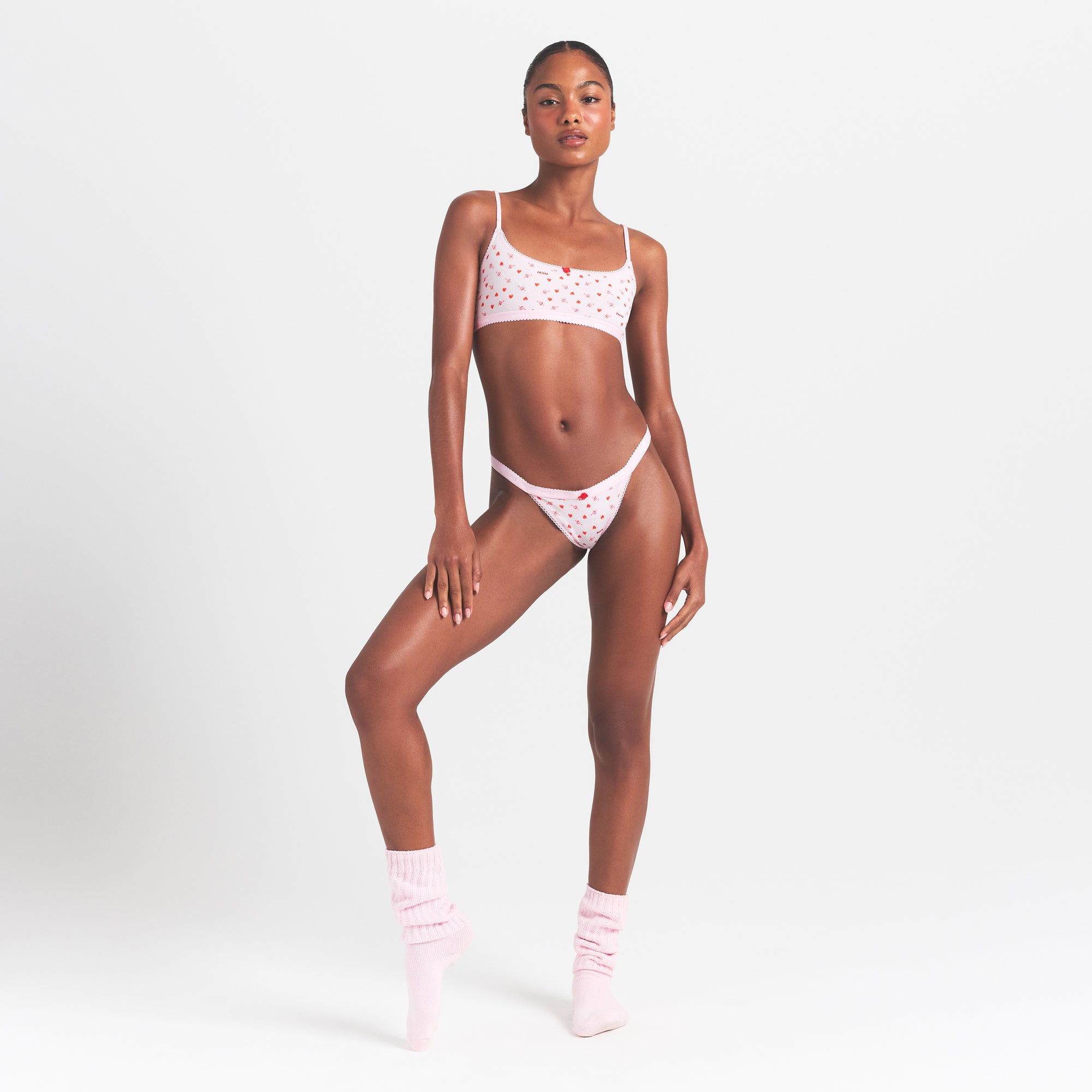 Lightweight Cotton Logo Picot Scoop Bralette