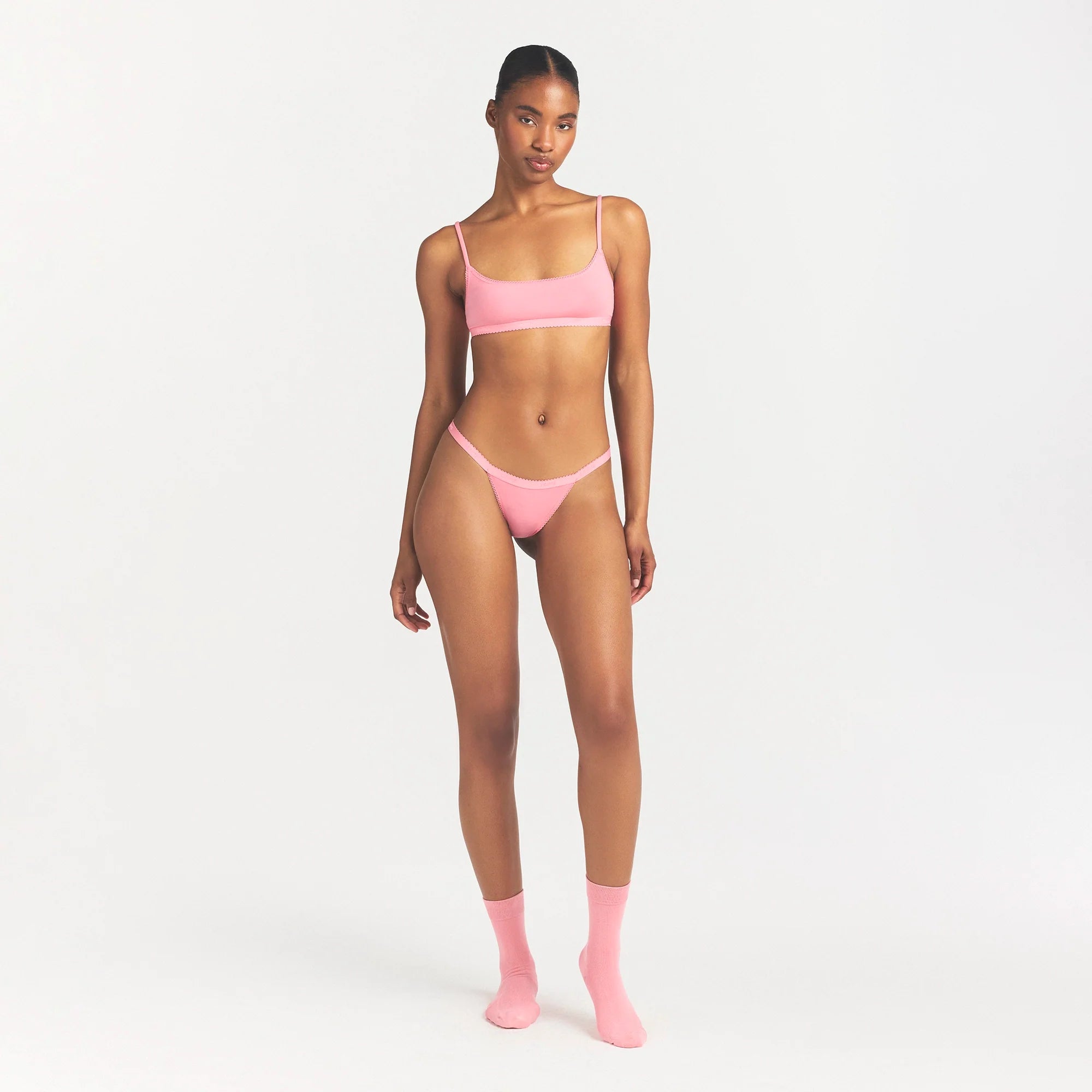 Lightweight Cotton Logo Picot Scoop Bralette