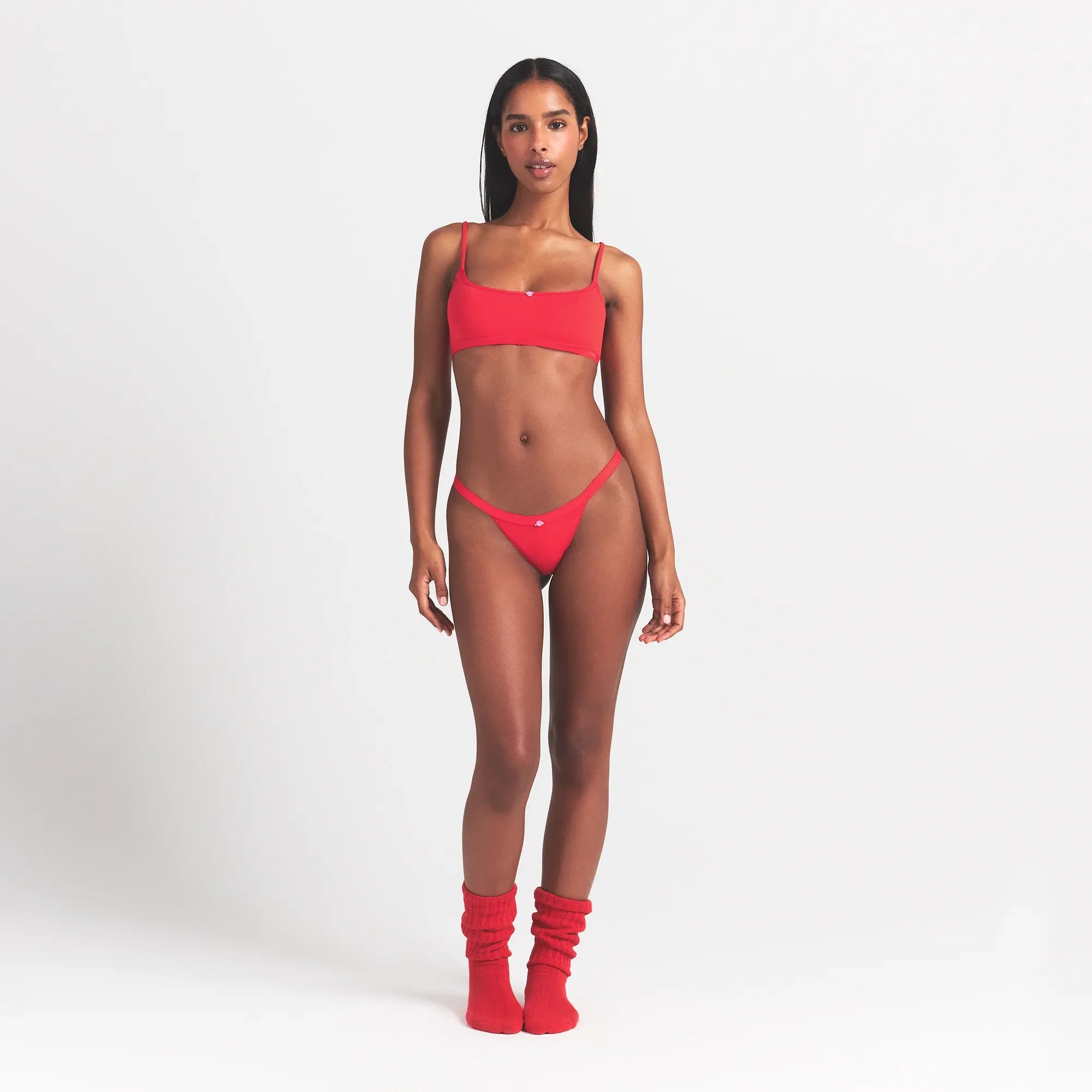 Lightweight Cotton Logo Picot Scoop Bralette