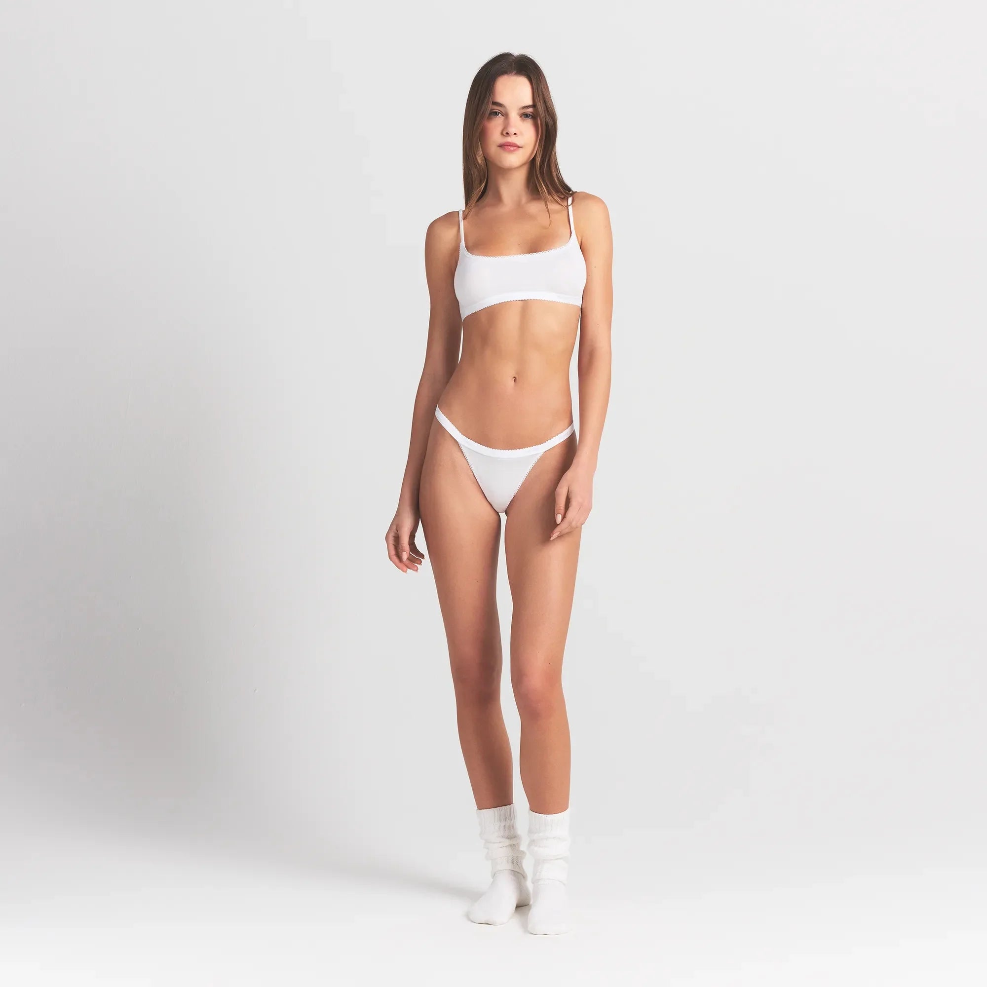 Lightweight Cotton Logo Picot Scoop Bralette