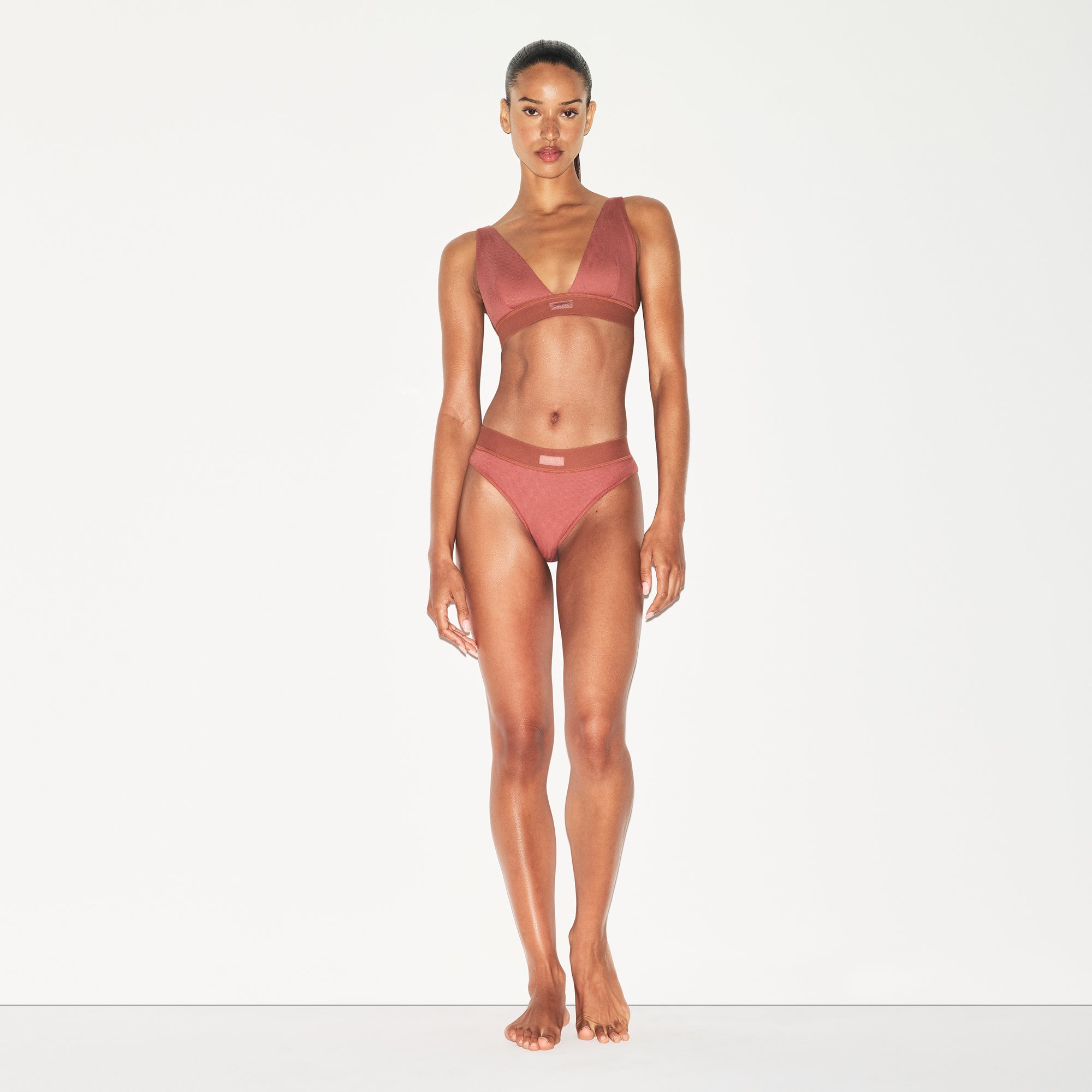 Cotton Rib Plunge Bralette