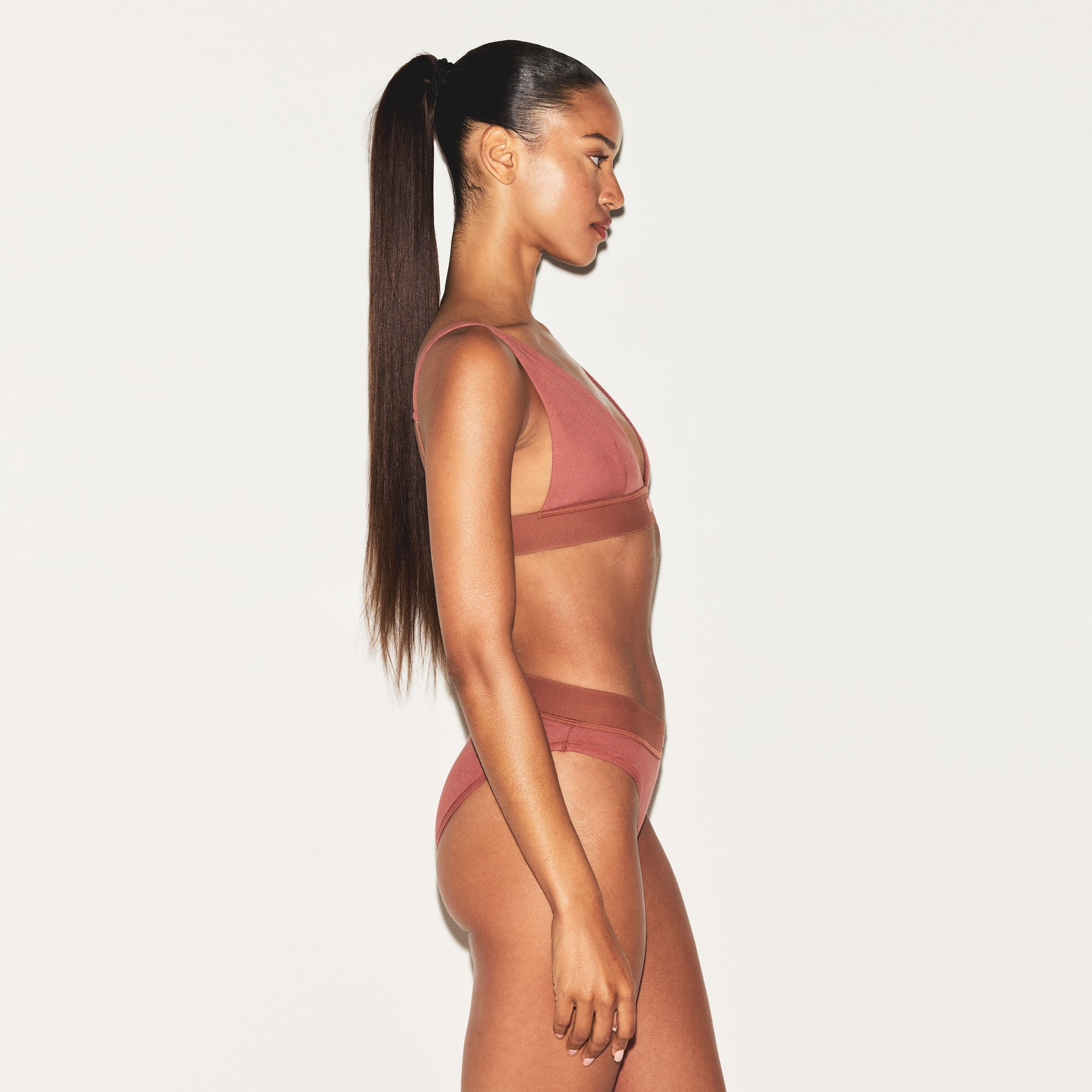 Cotton Rib Plunge Bralette