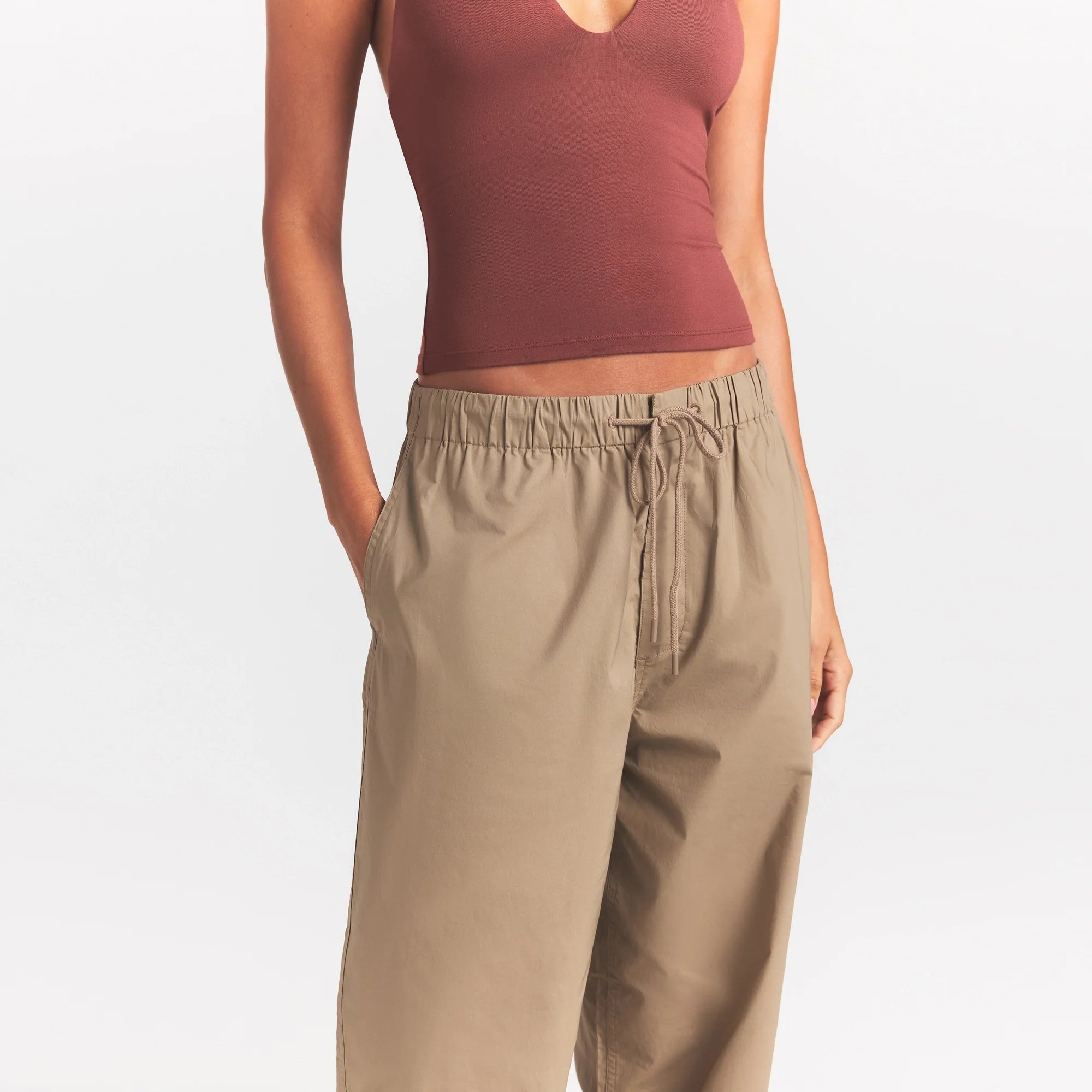 Woven Cotton Oversized Straight Leg Pant
