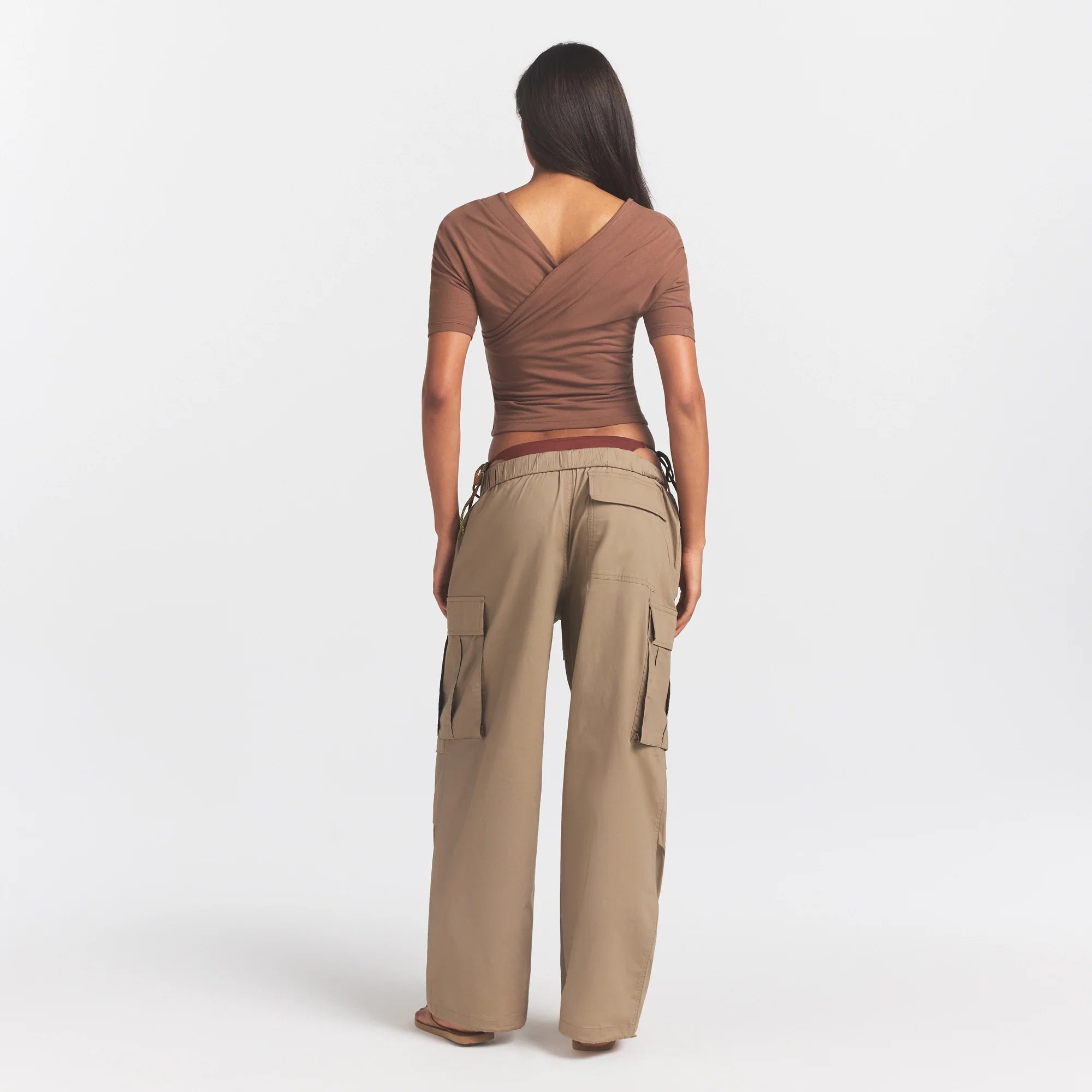 Woven Cotton Oversized Low Rise Cargo Pant
