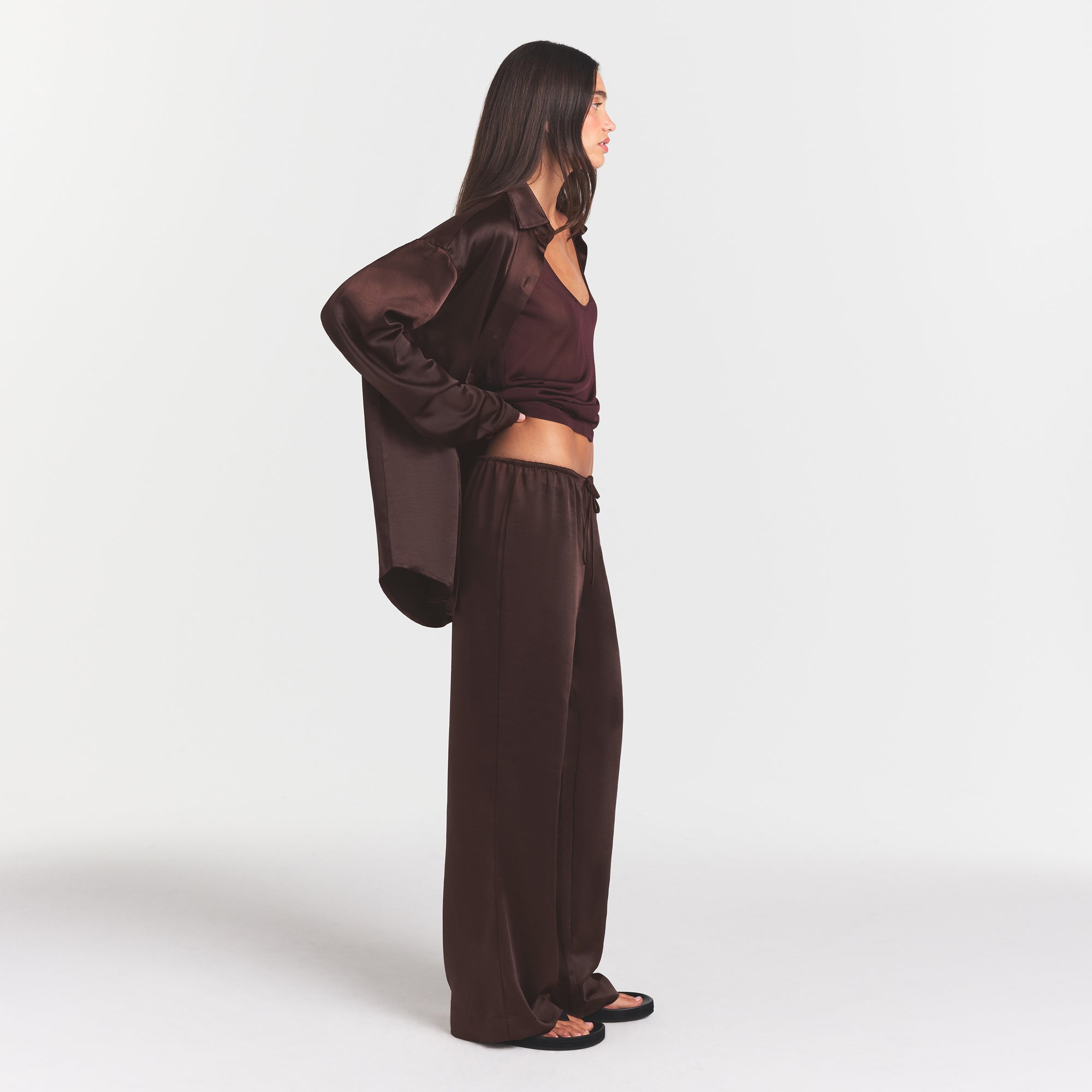 Lightweight Satin Straight Leg Pant