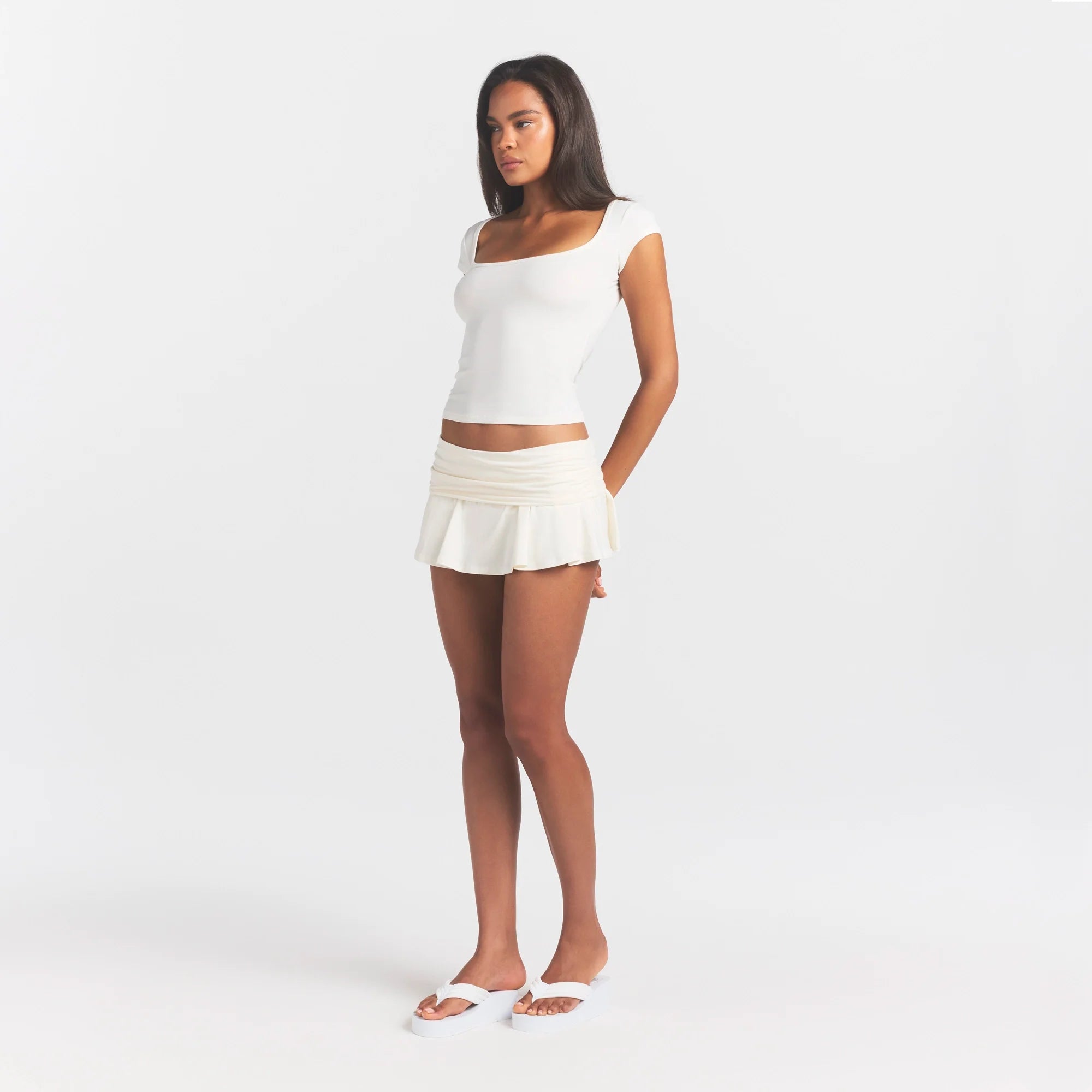 Cotton Jersey Foldover Mini Skort