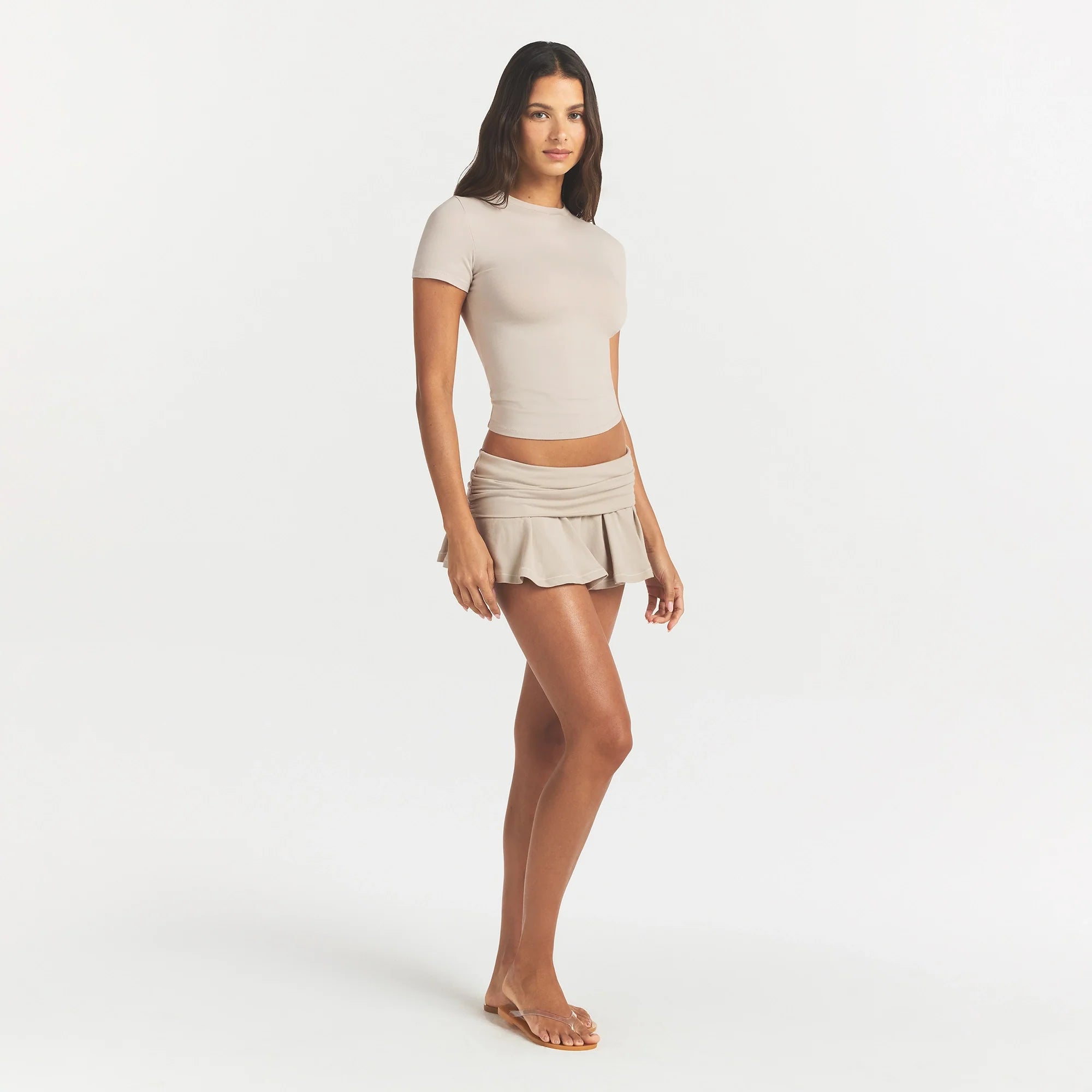 Cotton Jersey Foldover Mini Skort
