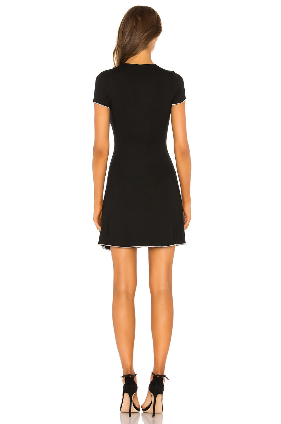 superdown London Lettuce Trim Dress in Black And White