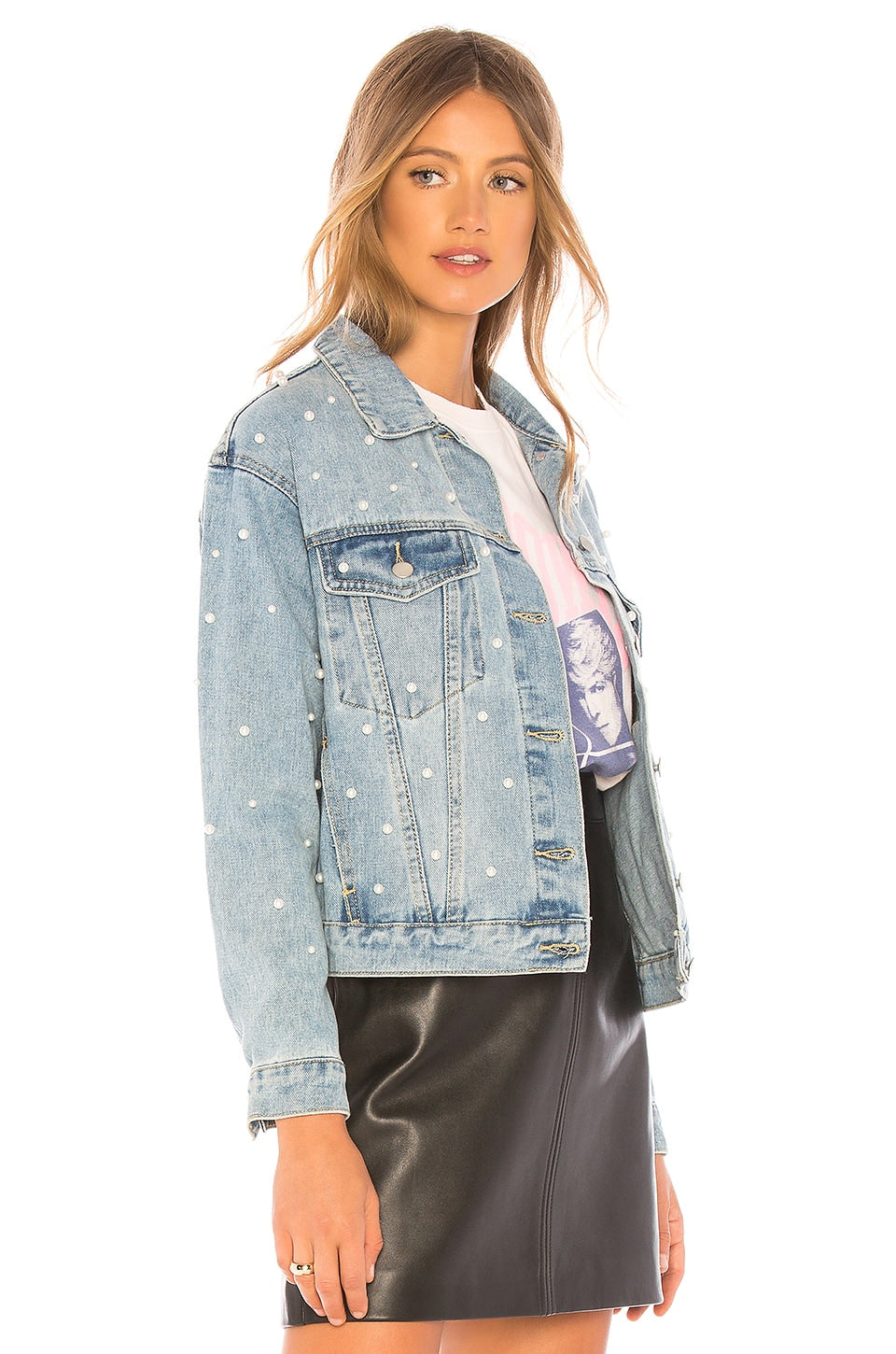 superdown Pearl Denim Jacket in Light Blue Wash