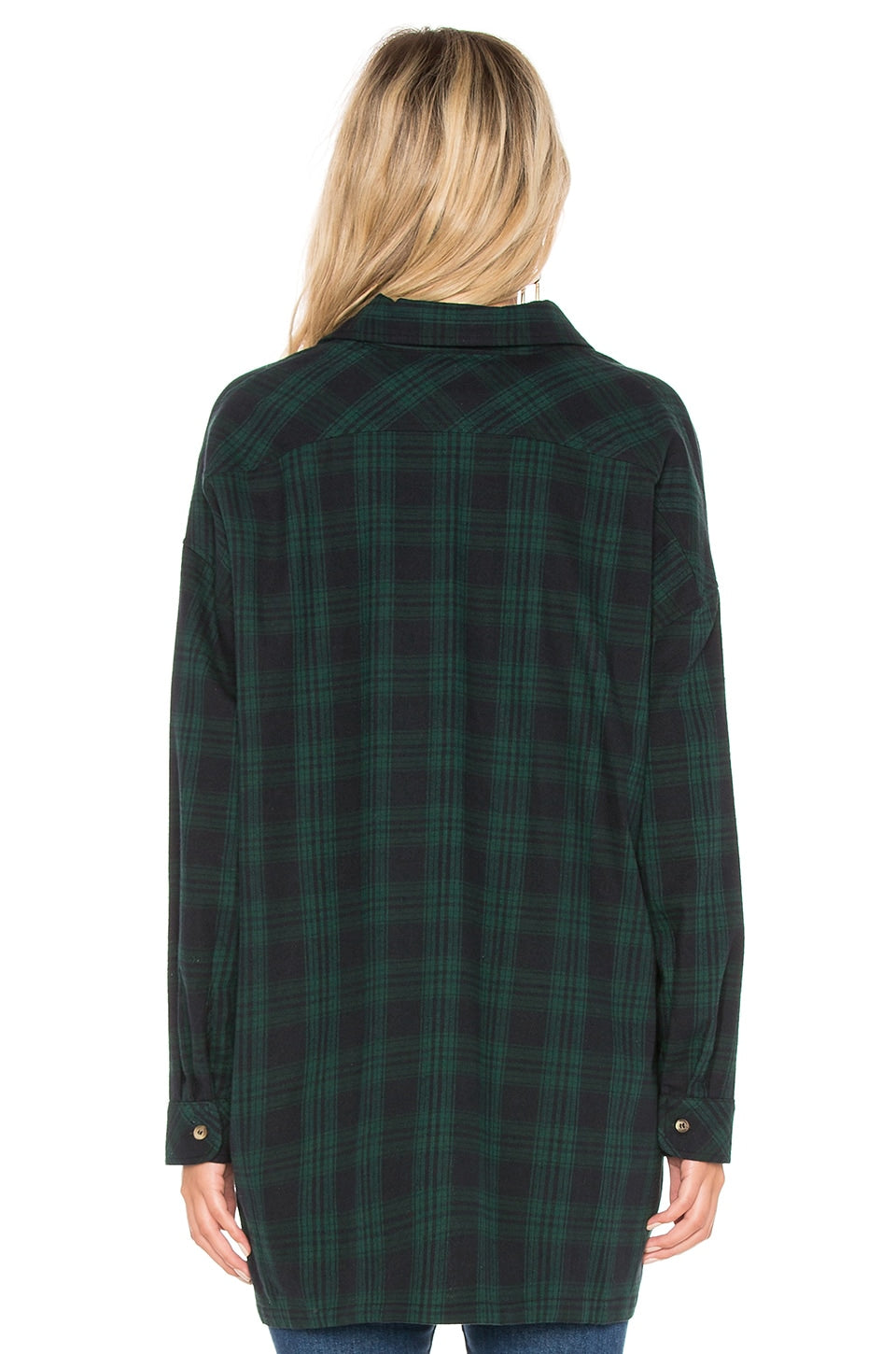superdown Audriana Oversized Flannel Top in Green