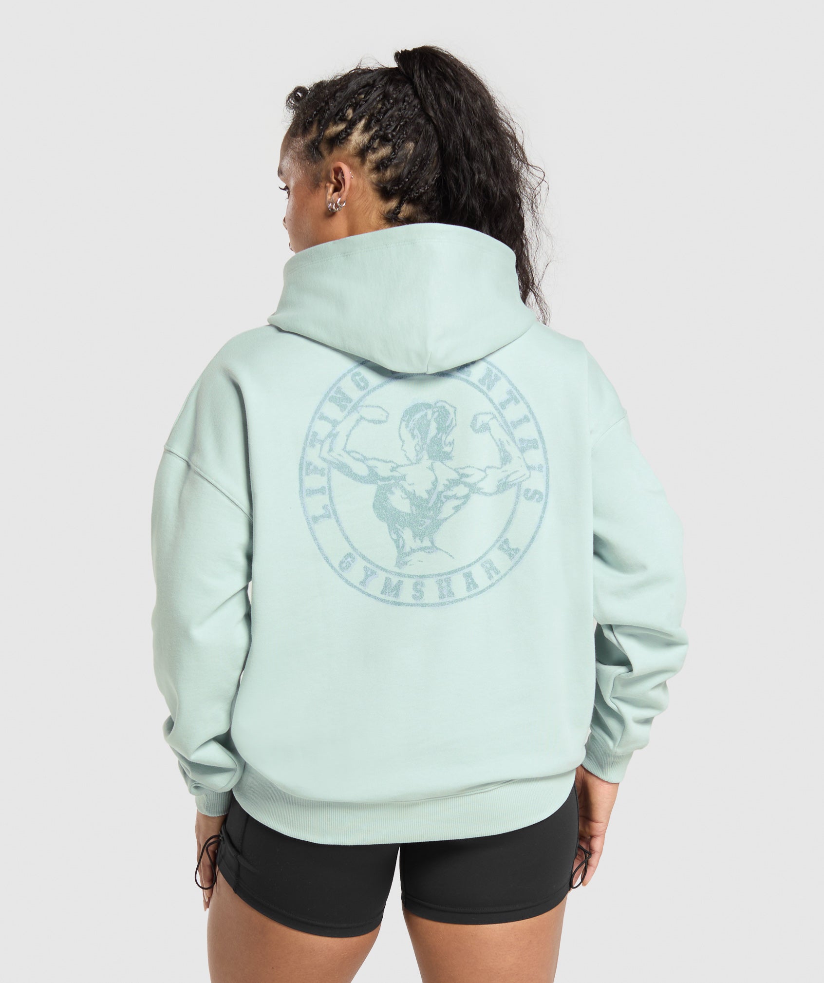 Gymshark Back Gains Graphic Hoodie - Morning Blue