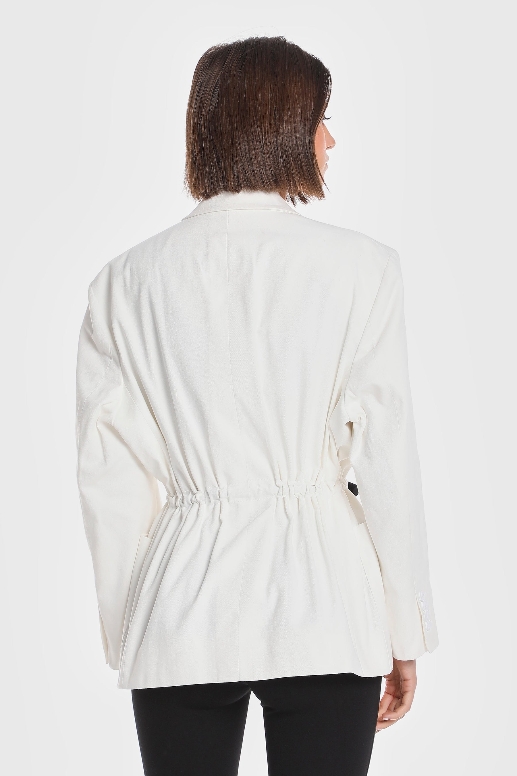 OVERSIZED TWILL BLAZER W/ DRAWSTRING