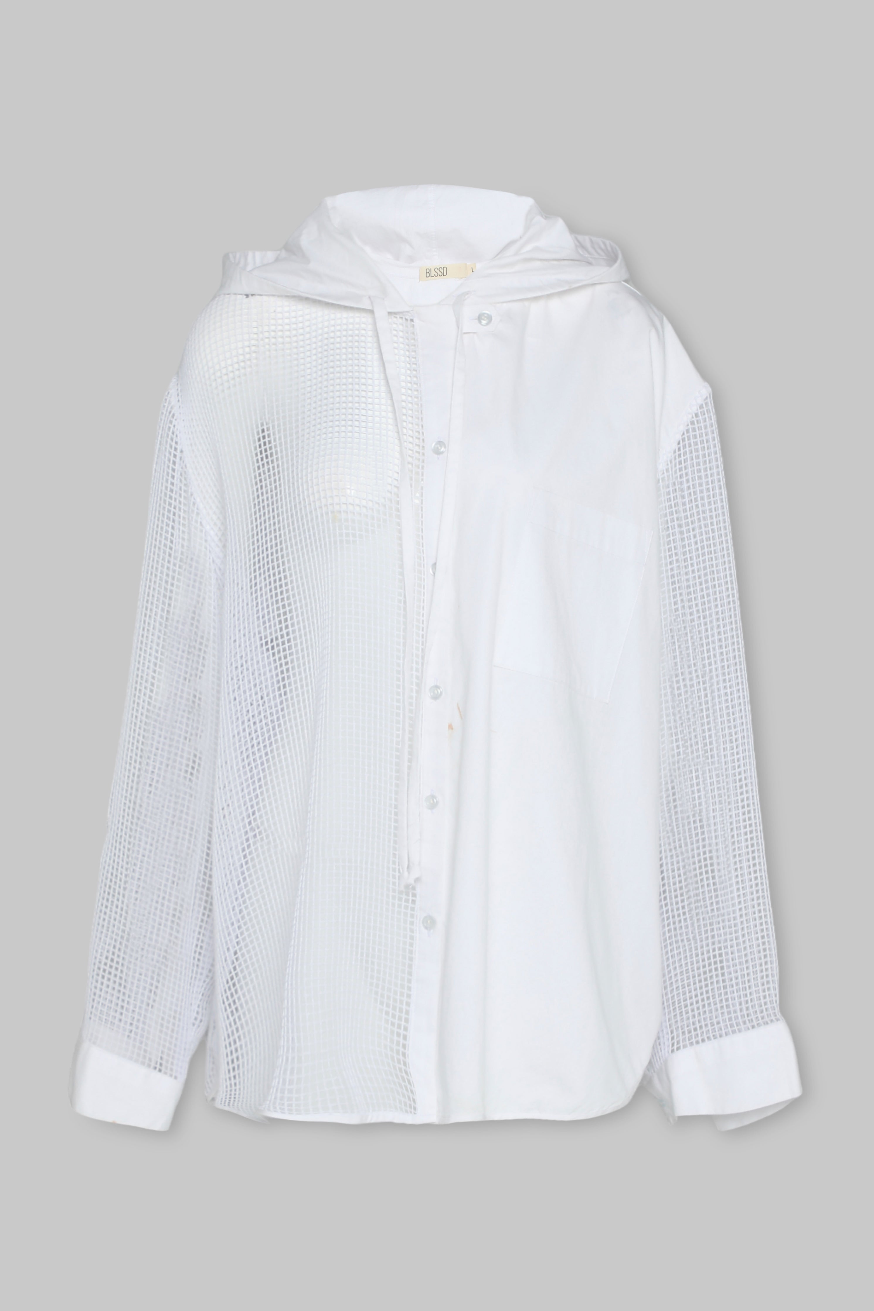 HALF MESH HOODED SHIRT