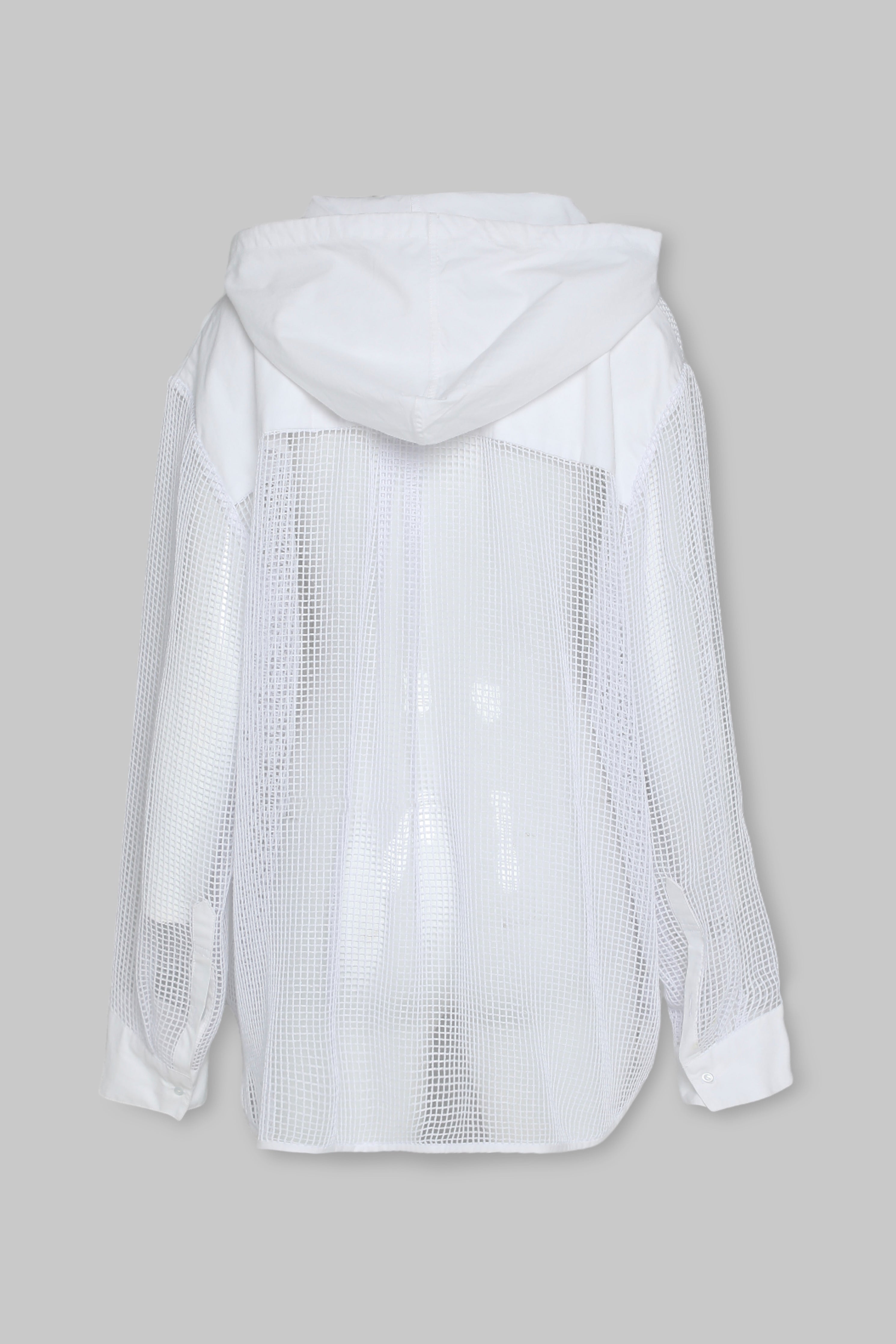 HALF MESH HOODED SHIRT