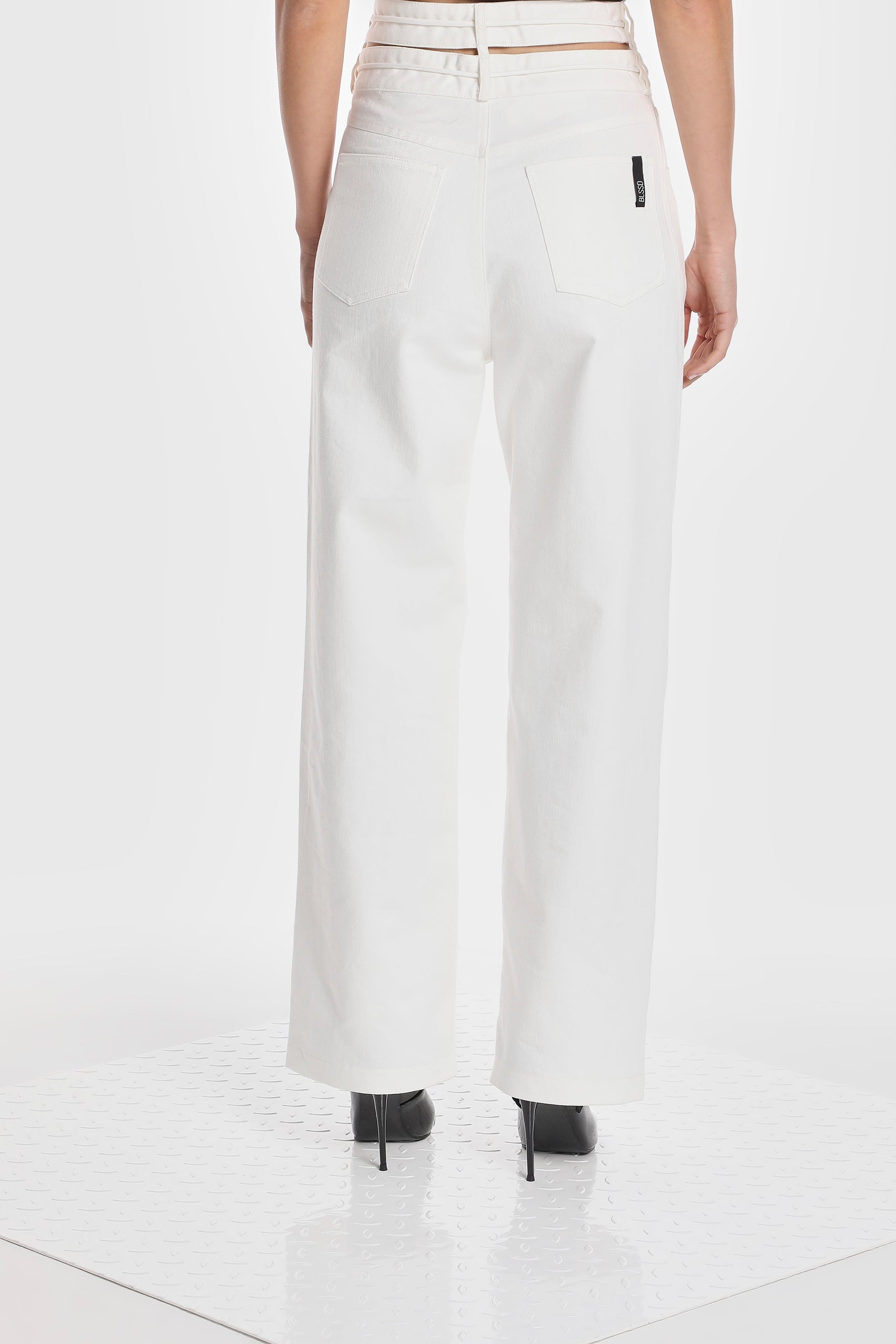 DOUBLE WAIST DENIM PANTS