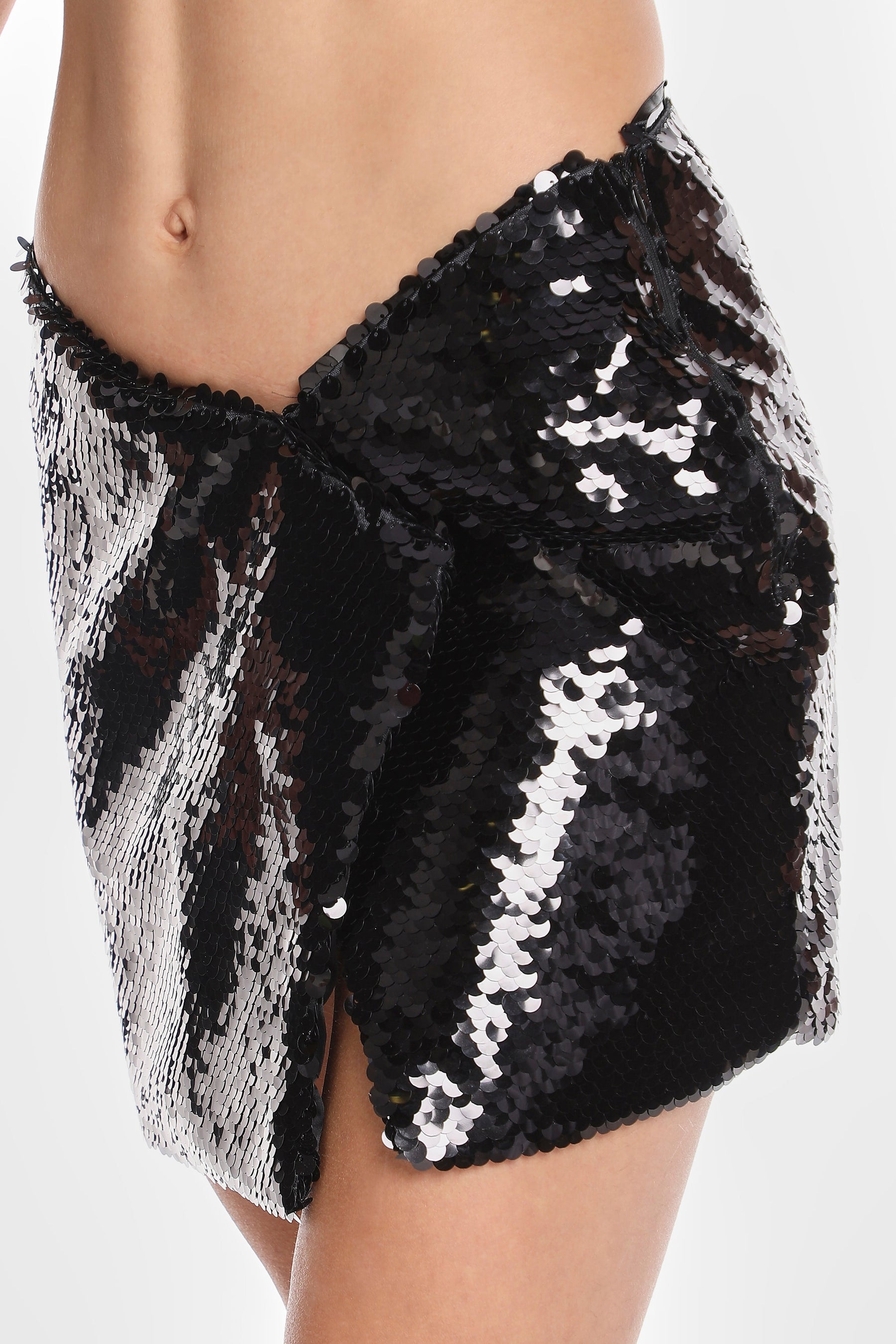 SEOUL SEQUIN SLANTED MINI SKIRT