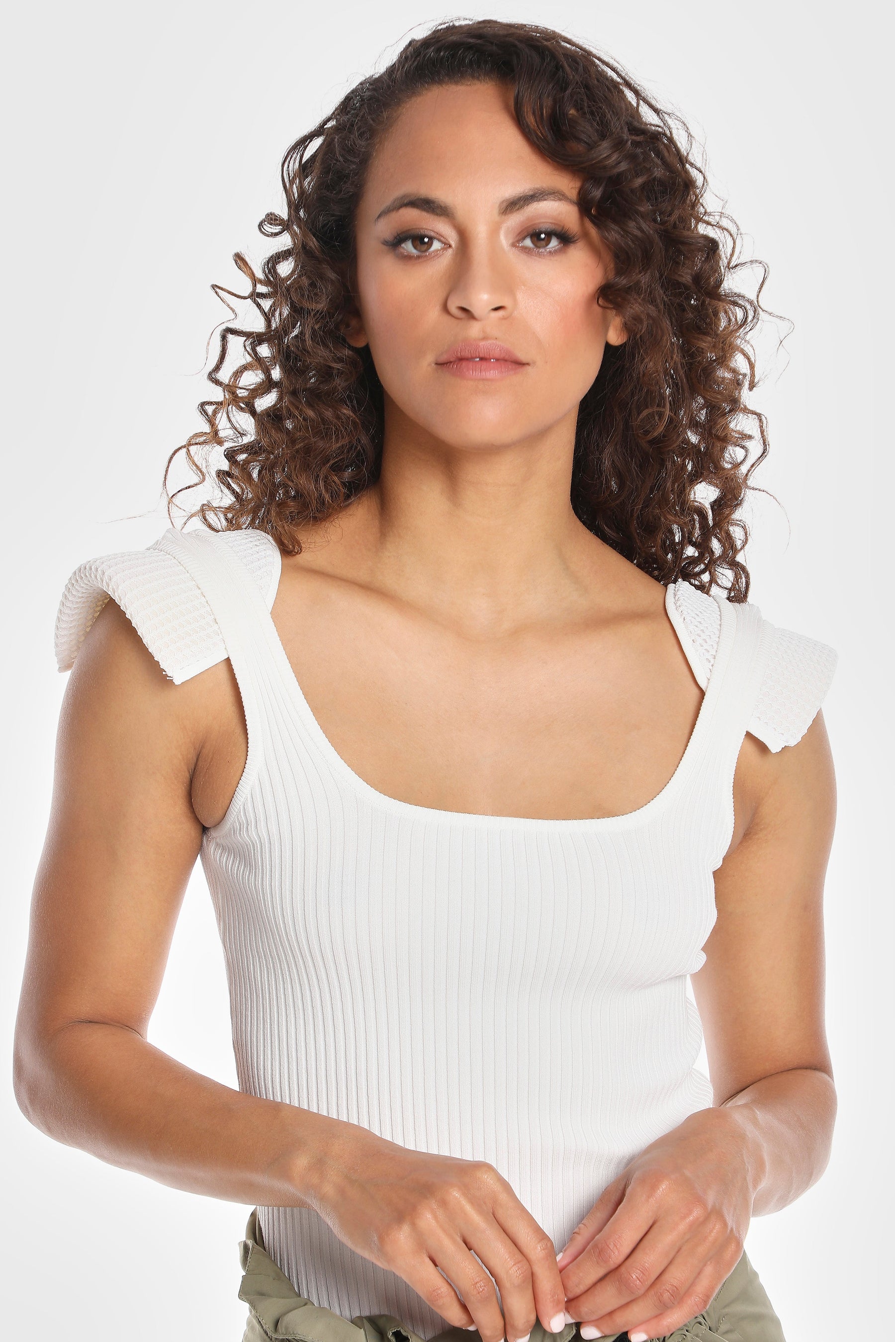 KNIT TANK W/ SHOULDER PADS