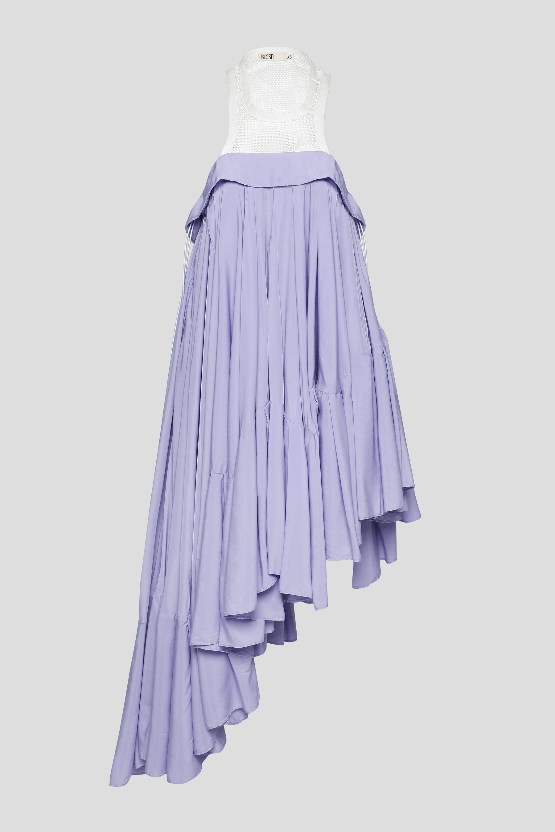 MESH RACER NECK ASYMMETRIC DRESS