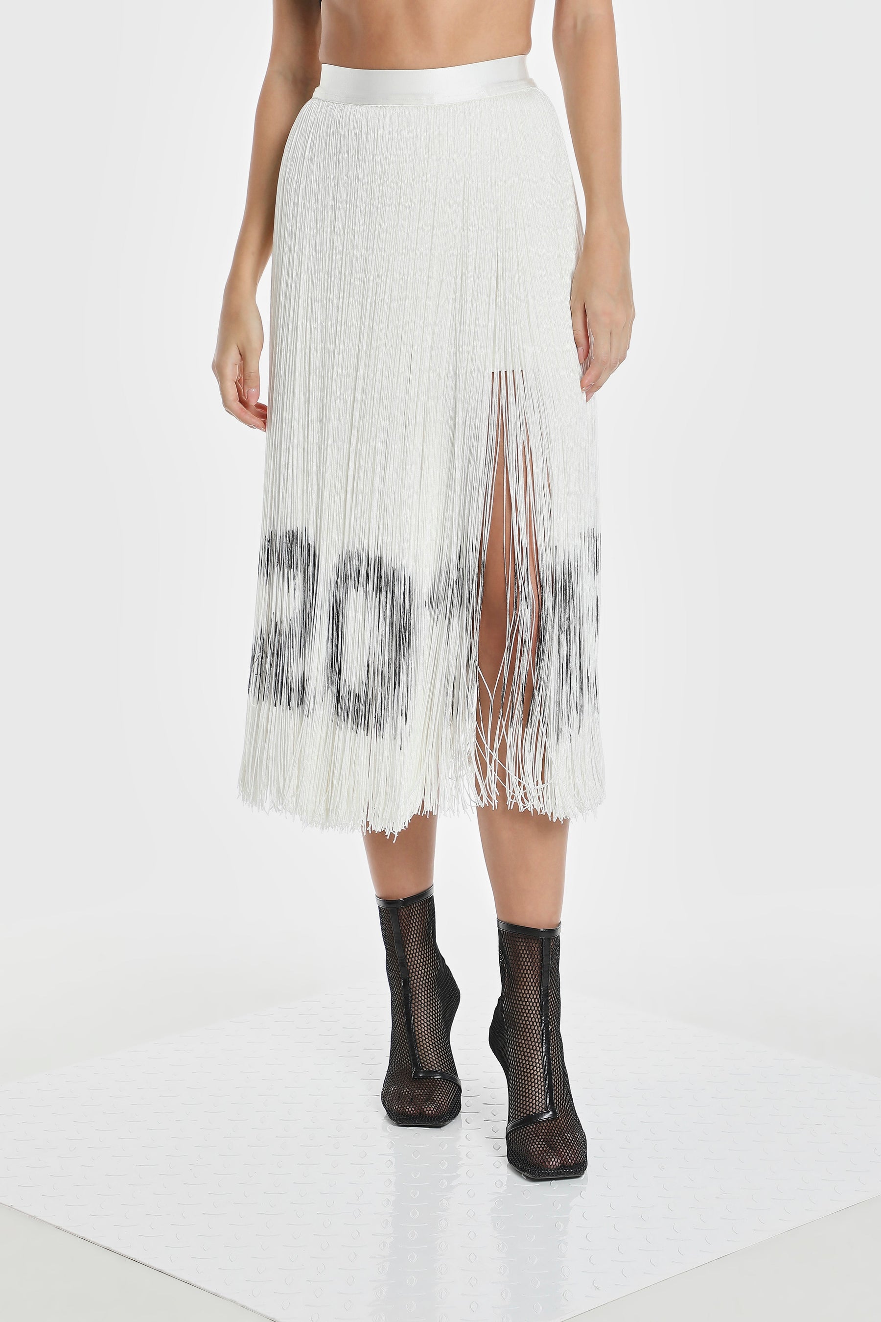 CODE FRINGE MIDI SKIRT