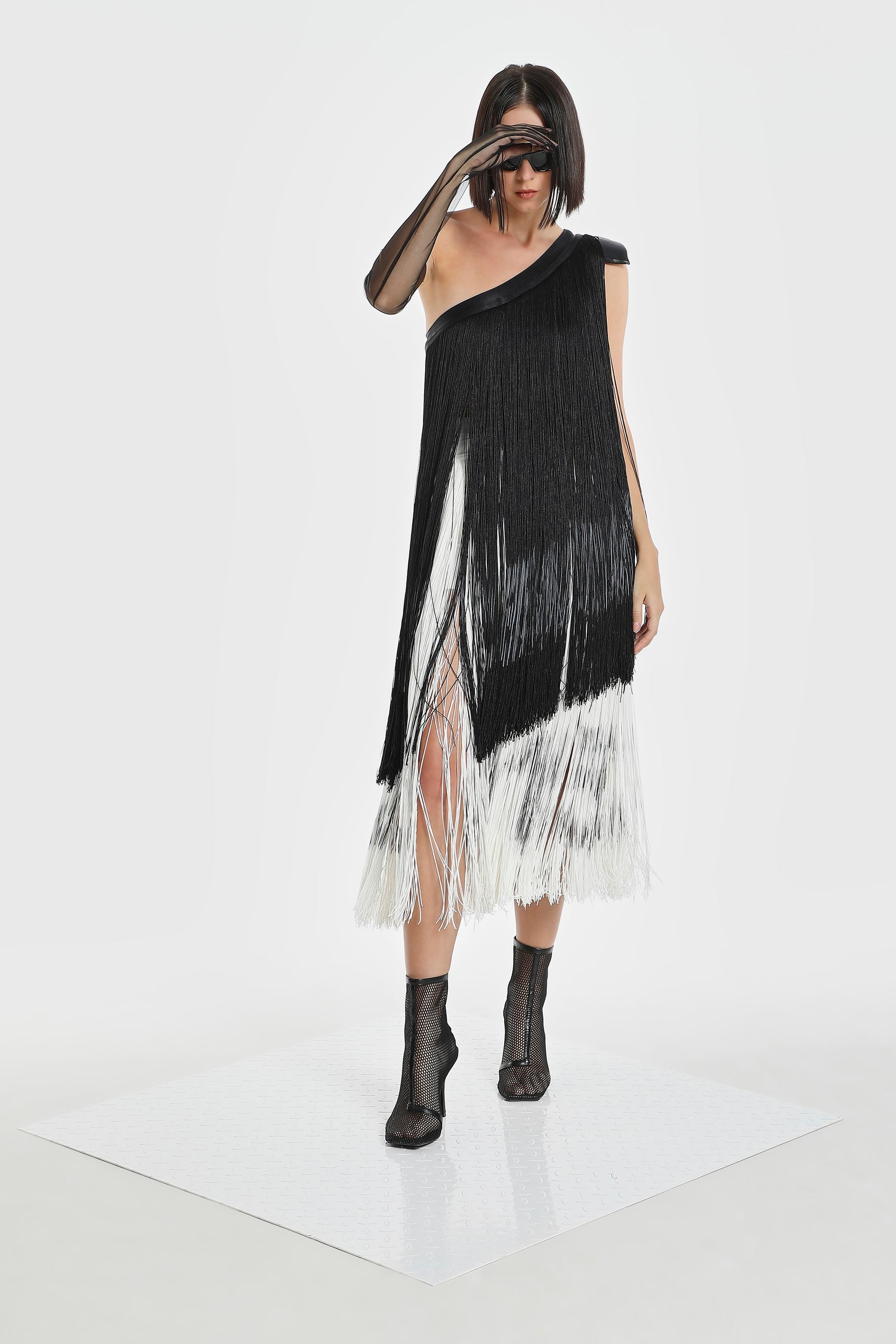 CODE FRINGE MIDI SKIRT