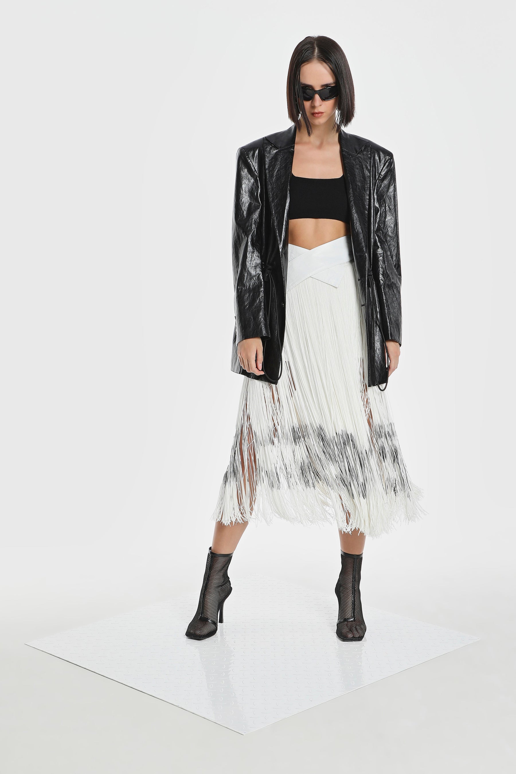 CODE FRINGE MIDI SKIRT