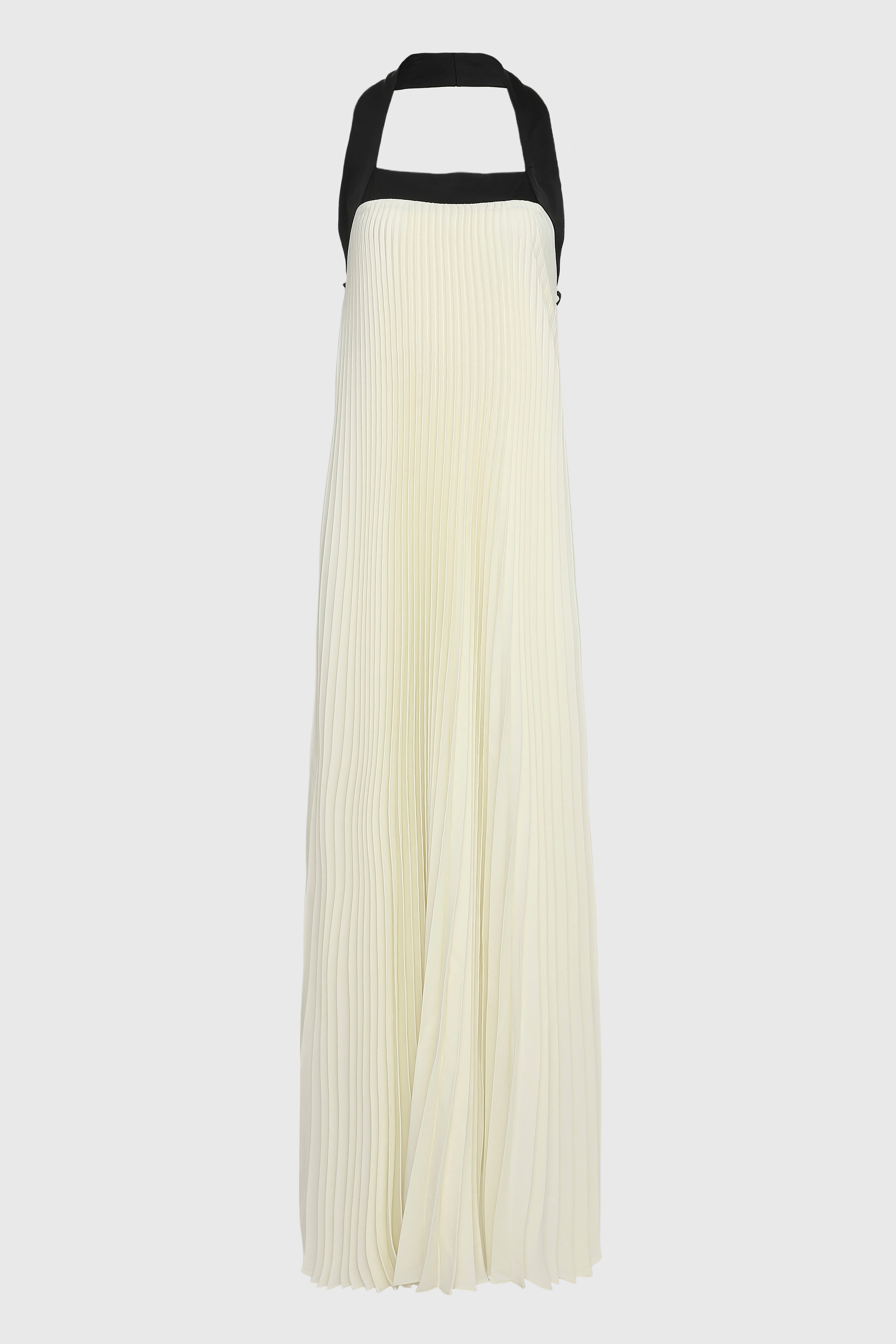 HALTER ACCENT PLEATED DRESS