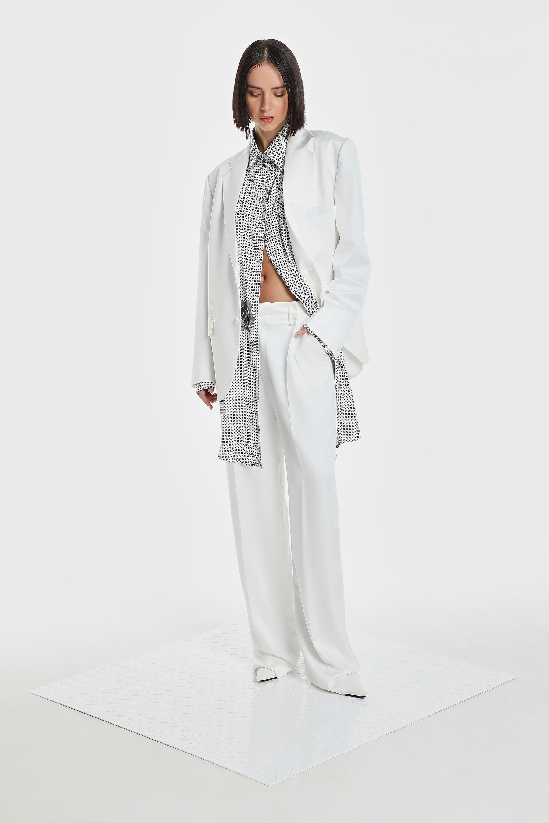 WAIST FOLD SILK PANTS
