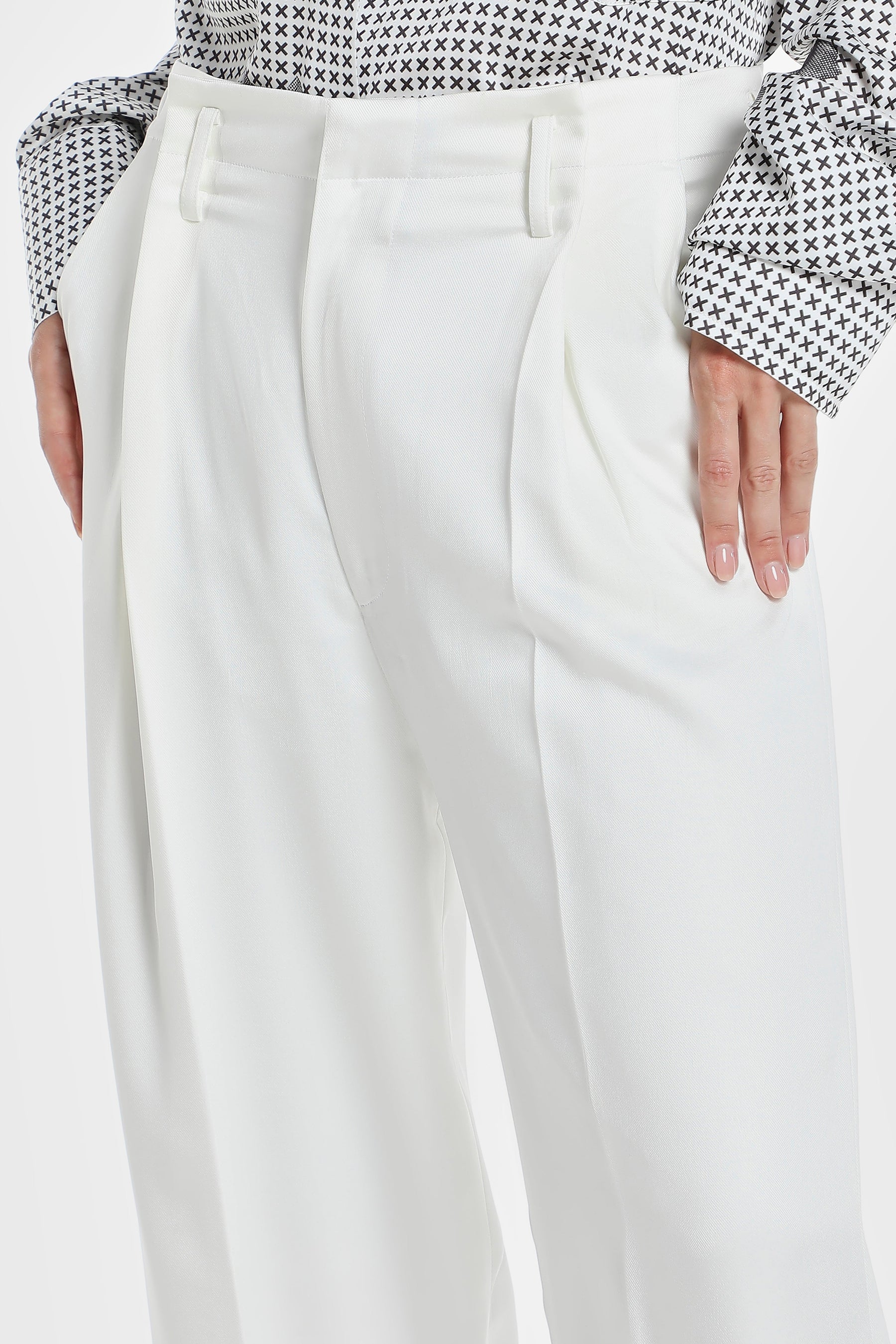 WAIST FOLD SILK PANTS