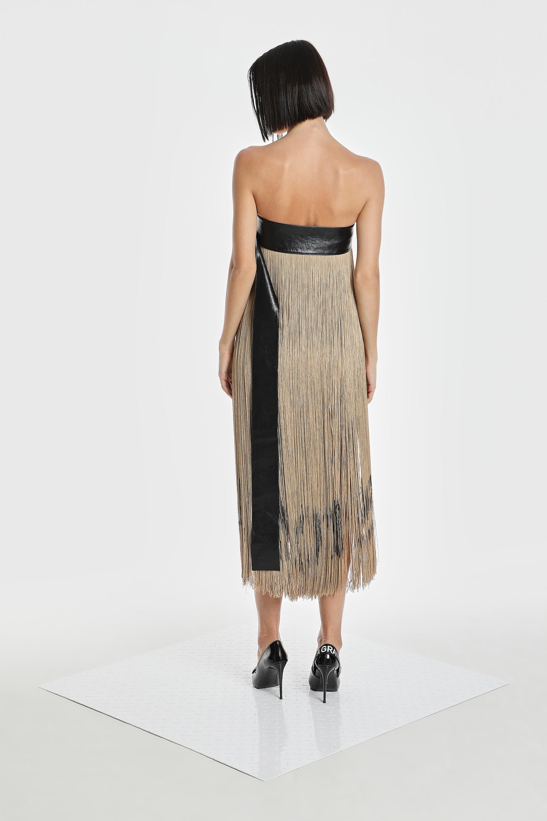 CODE FRINGE STRAPLESS DRESS
