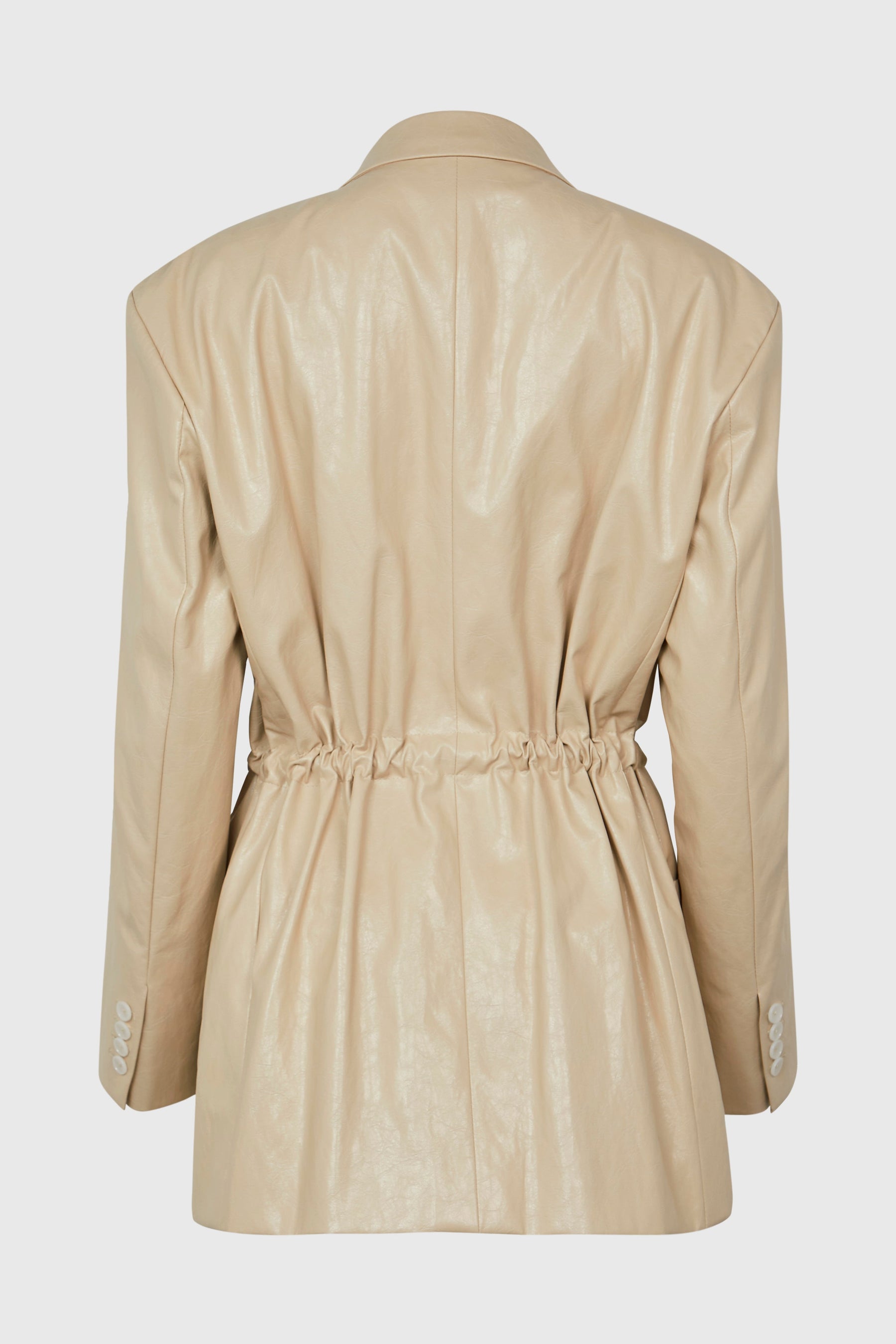 OVERSIZED VEGAN LEATHER BLAZER W/ DRAWSTRING