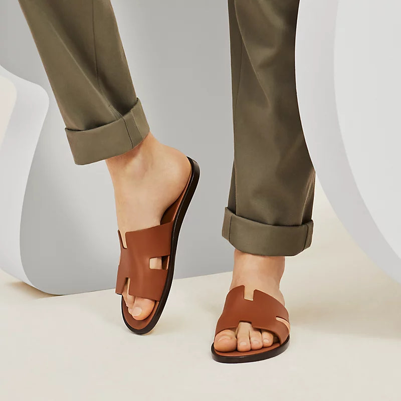 Hermès Oran Sandals – Gold Brown