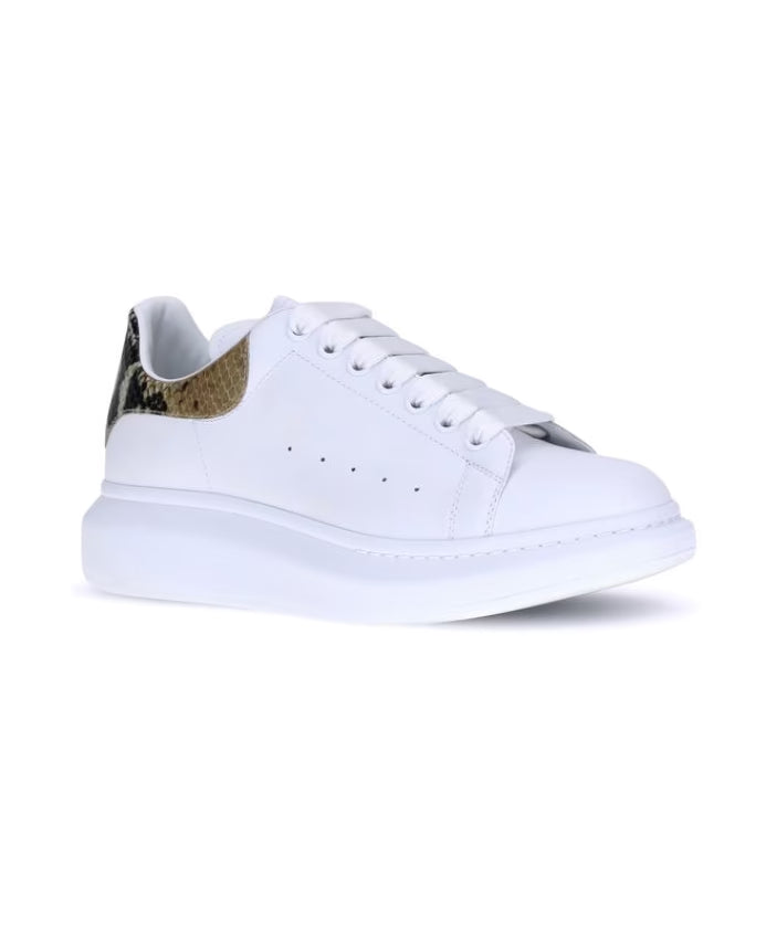 Leather Sneakers with Python Heel