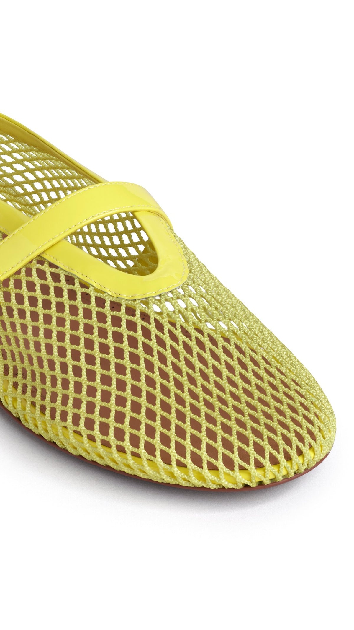 Alaïa Lemon Yellow BALLET FLATS IN FISHNET