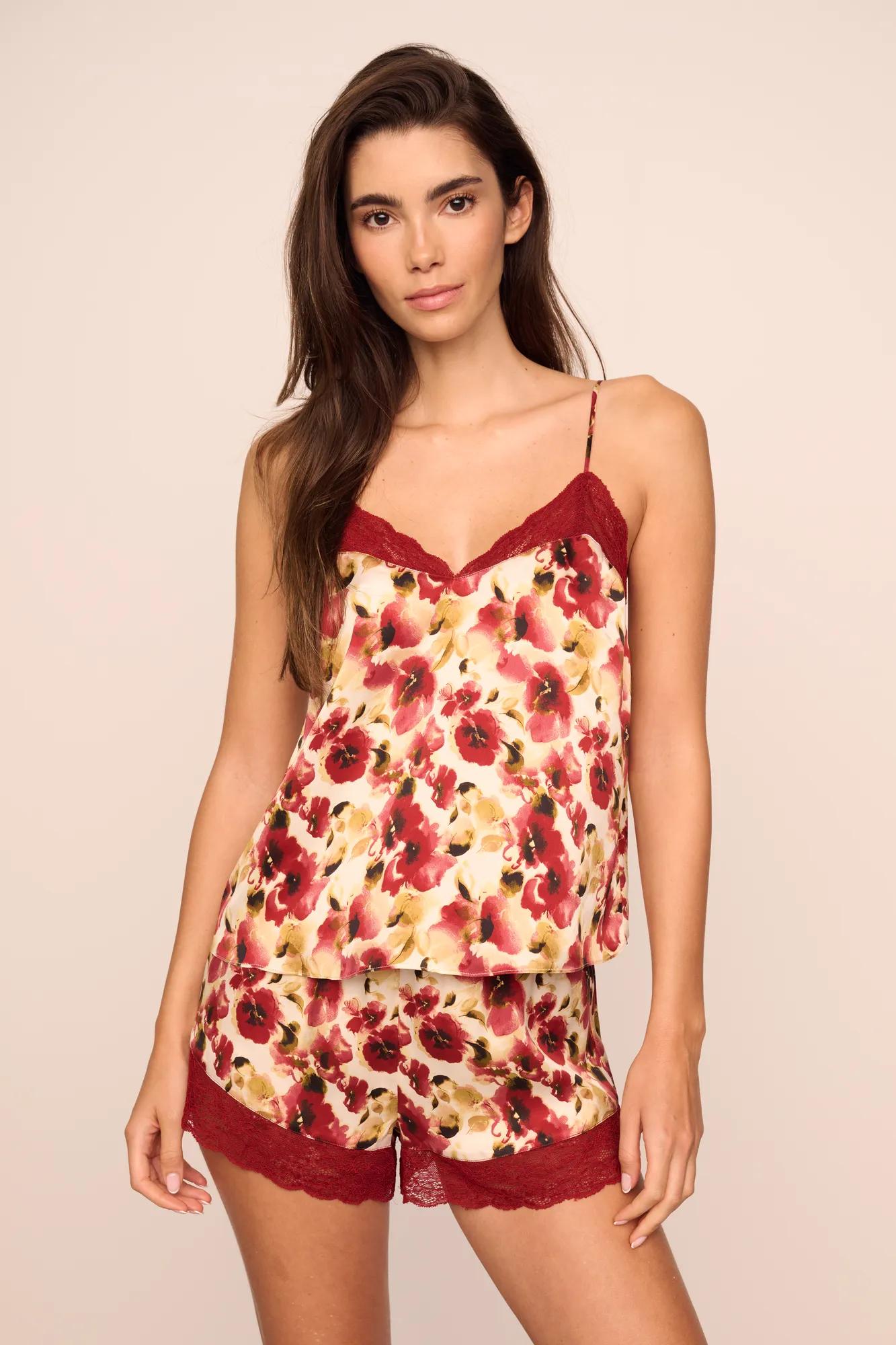 Eberjey x Lily Aldridge - Washable Silk Printed Lace Cami & Short Set
