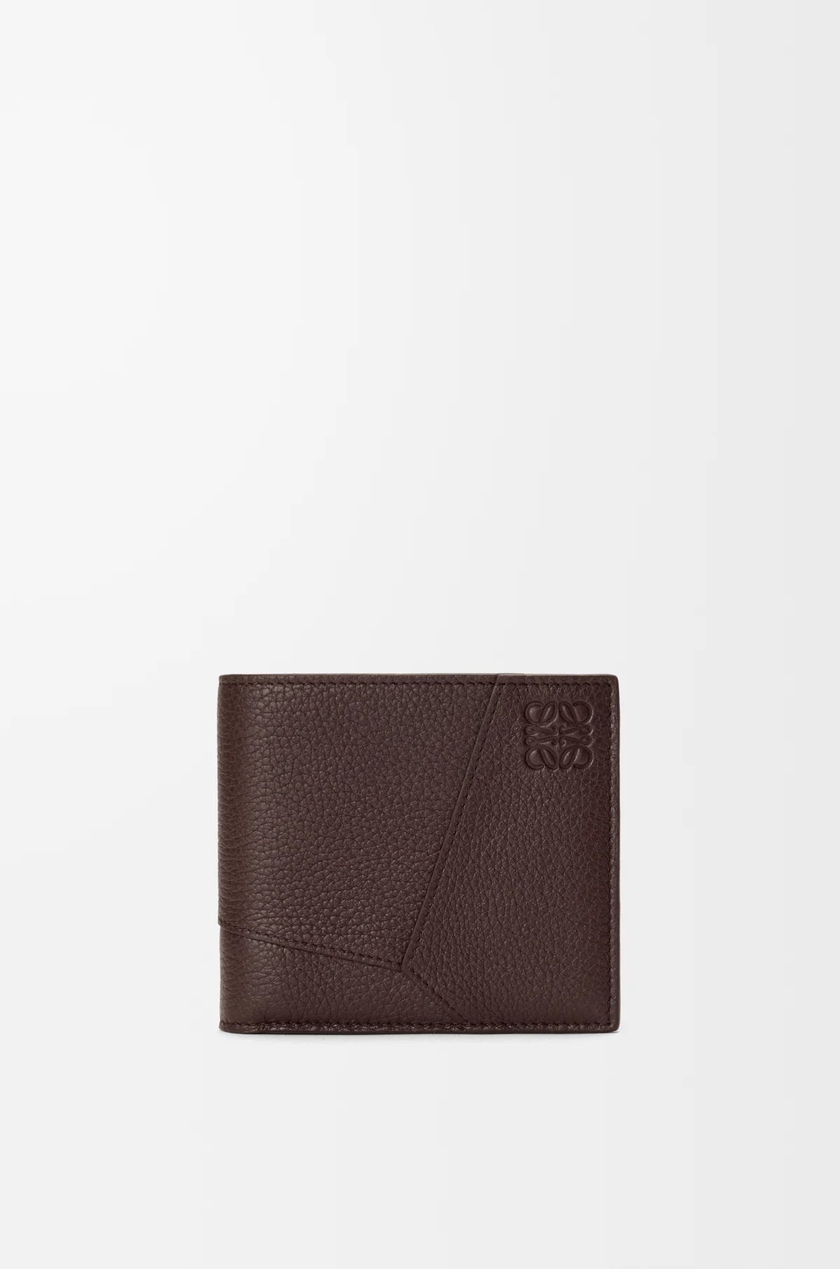Puzzle bifold wallet in supple grained calfskin