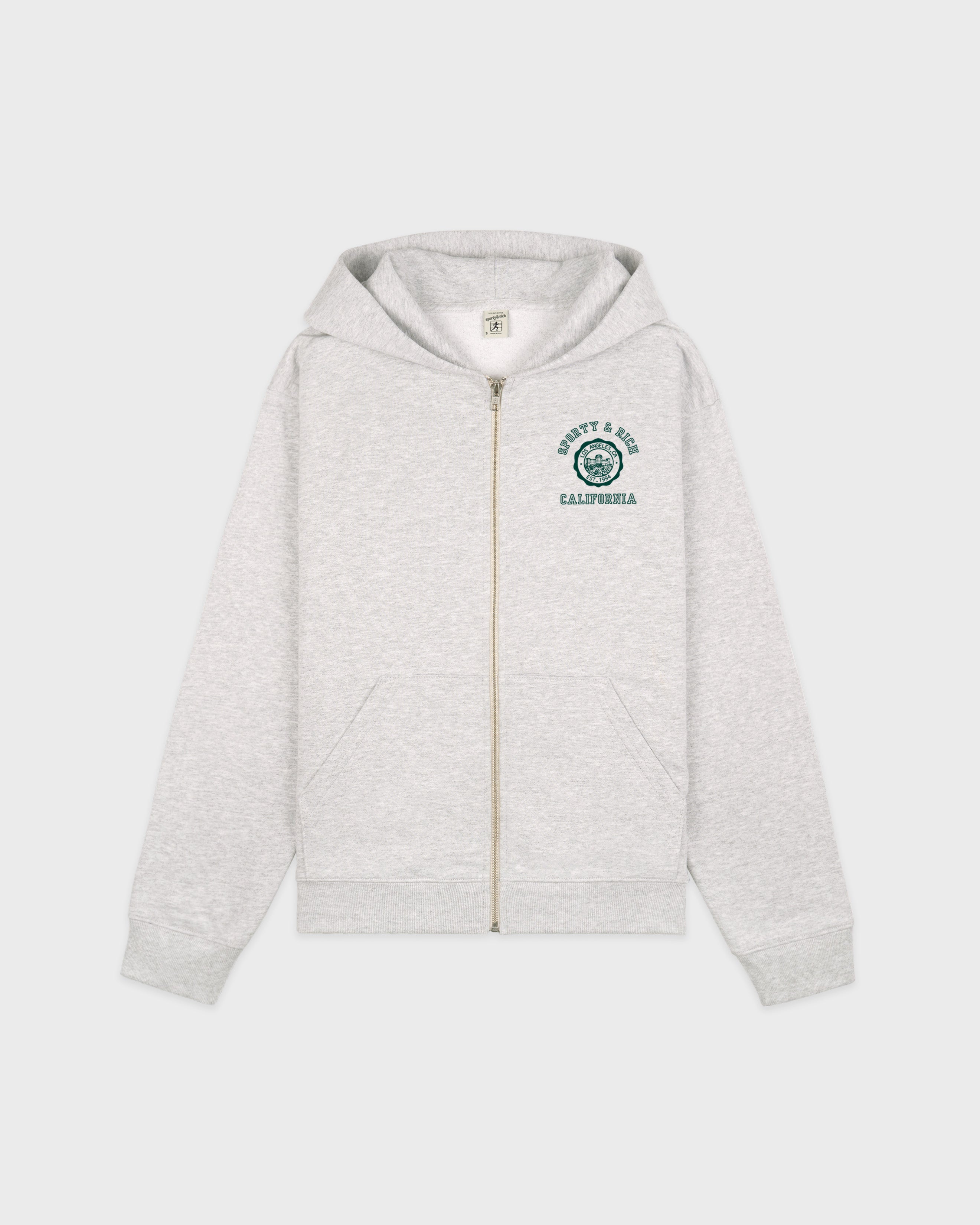 California Emblem Zip Hoodie - Heather Gray/Forest