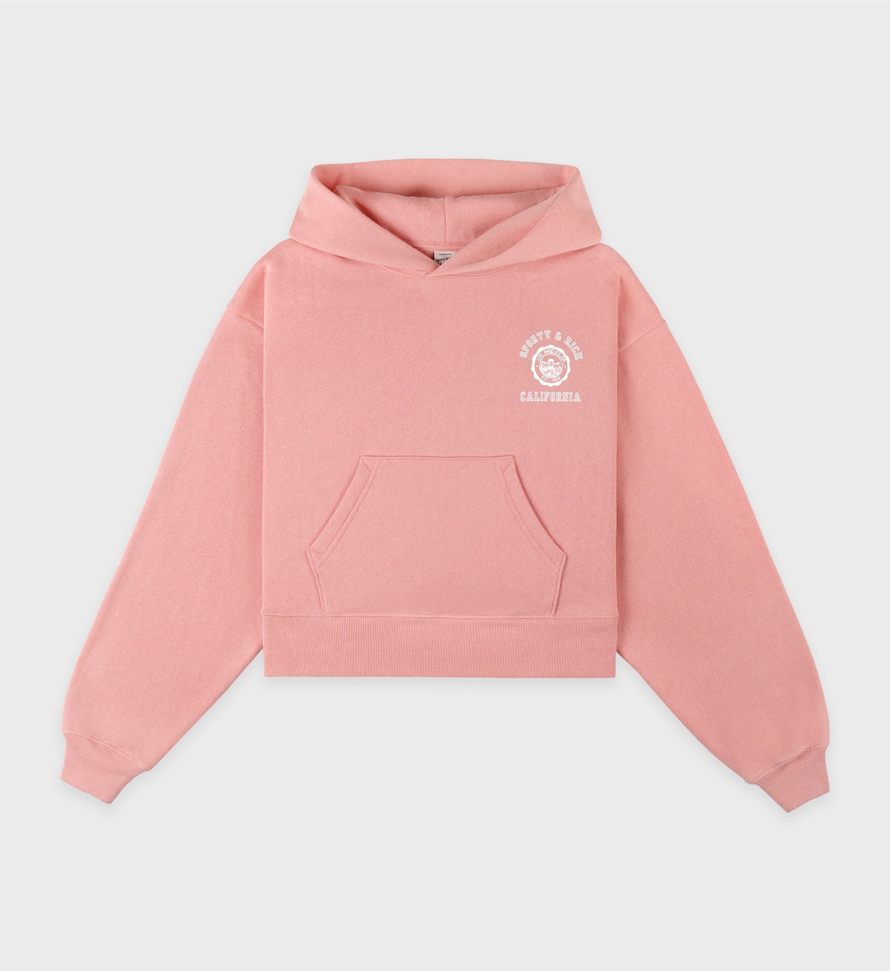 California Emblem Soft Cropped Hoodie - Carnation/White
