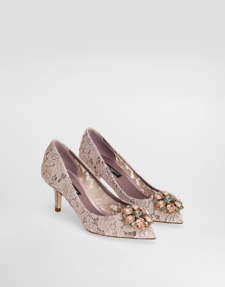 Lace rainbow pumps with brooch detailing