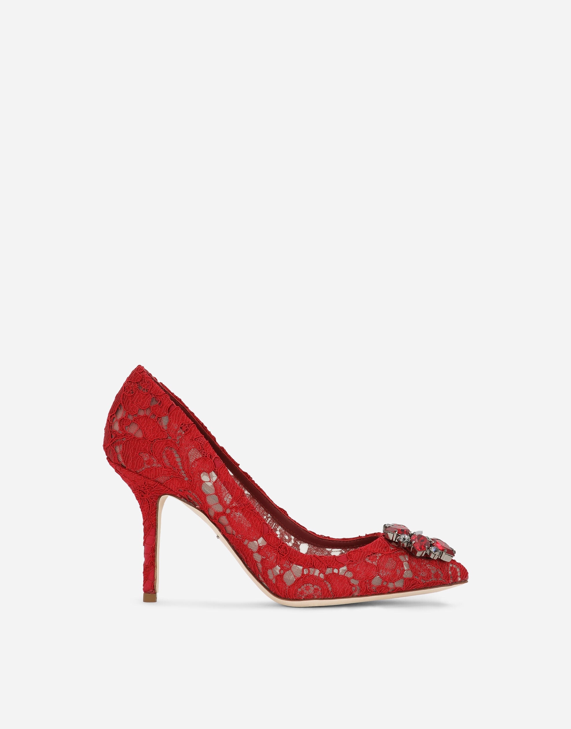 Lace rainbow pumps with brooch detailing