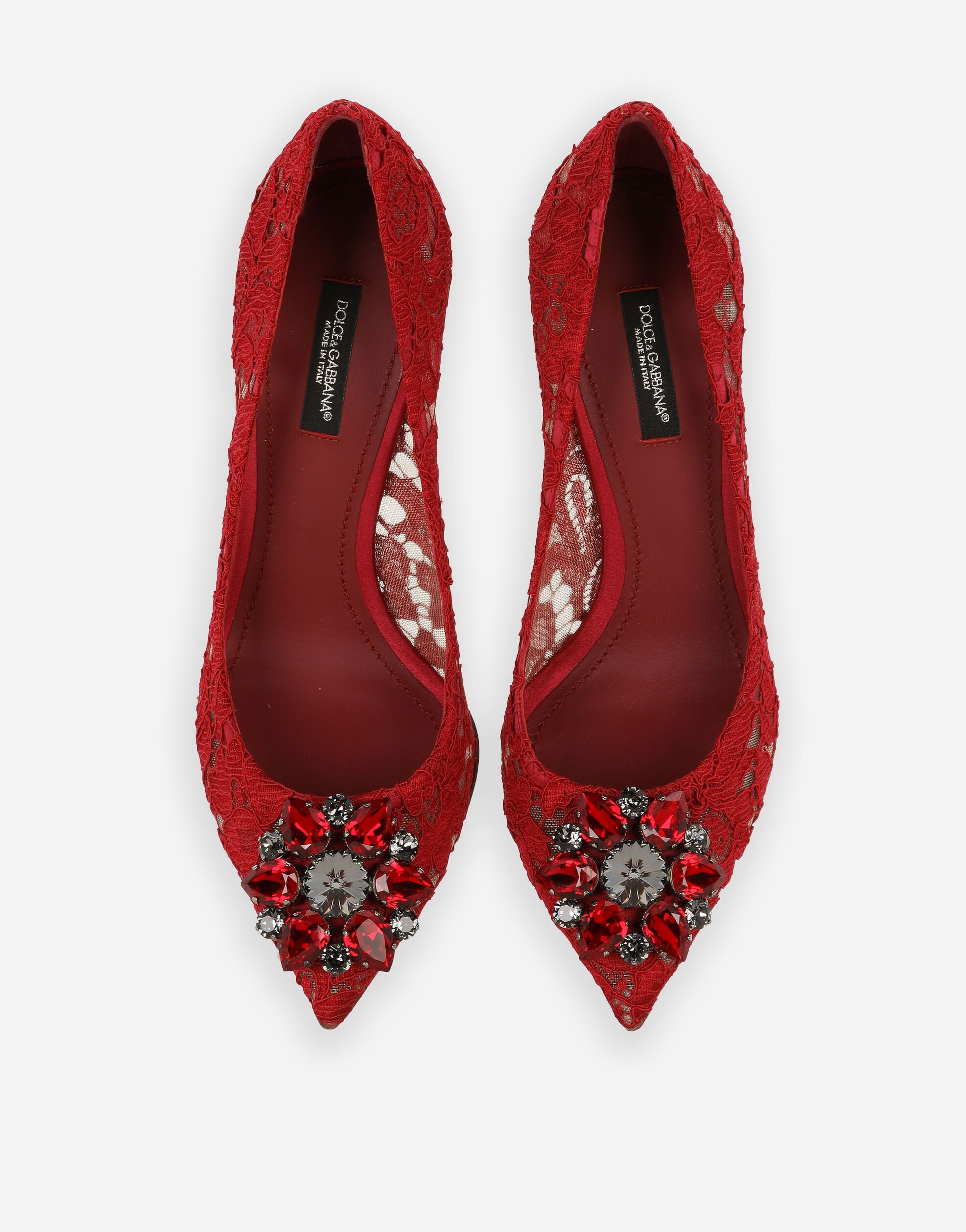 Lace rainbow pumps with brooch detailing