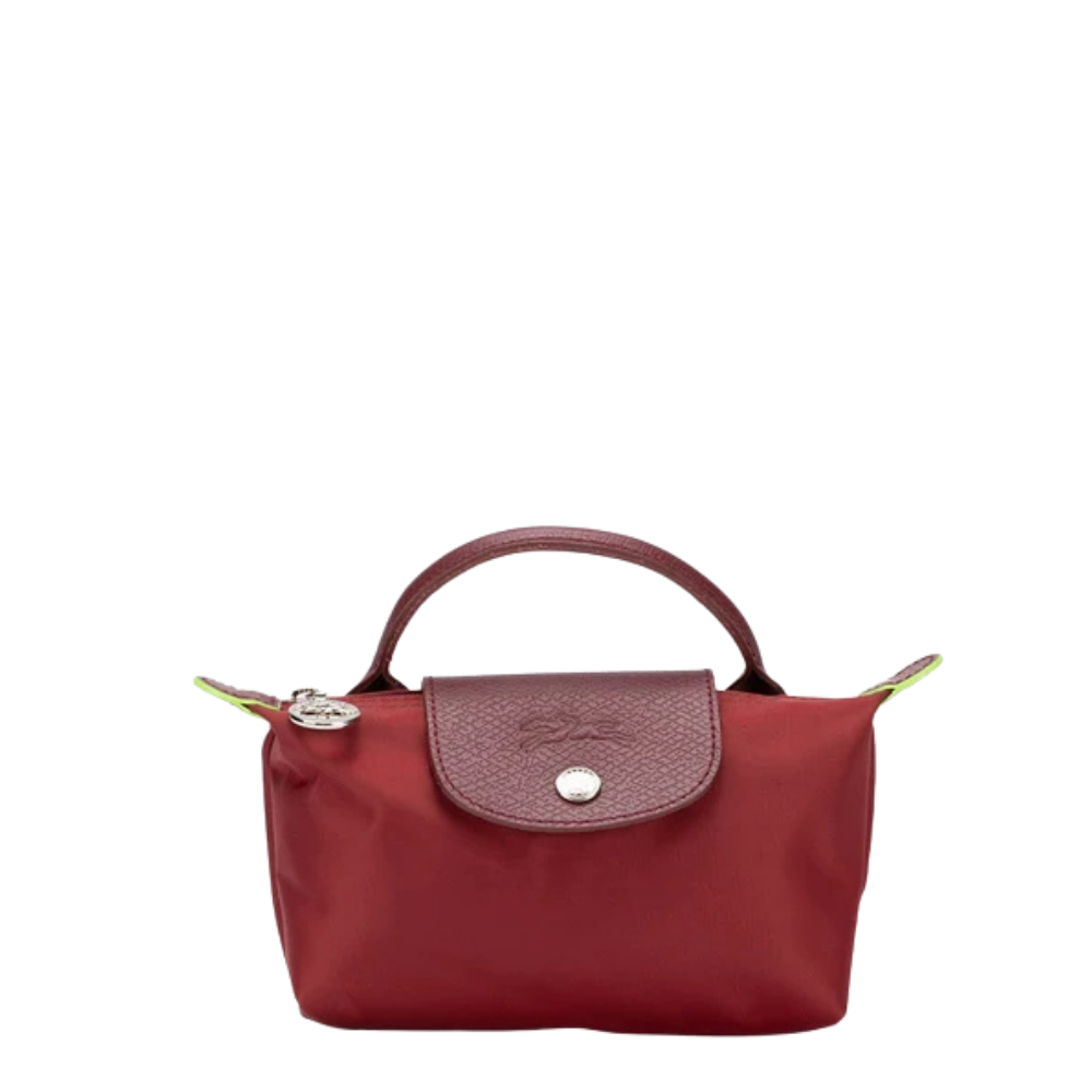 Longchamp Le Pliage Red Pouch With Handle Chestnut