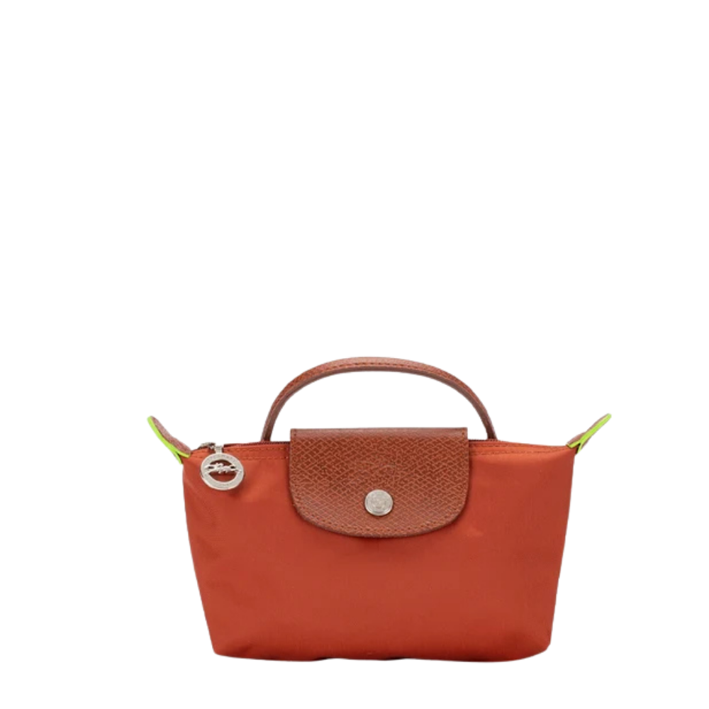 Longchamp Le Pliage Orange Pouch With Handle Chestnut