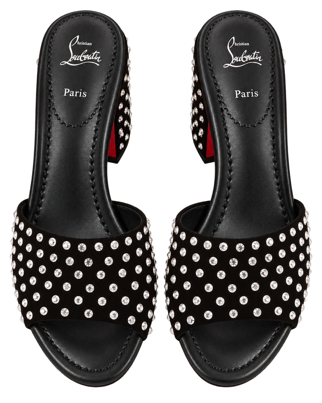 Jane 85 Strass Mules in Calf Leather