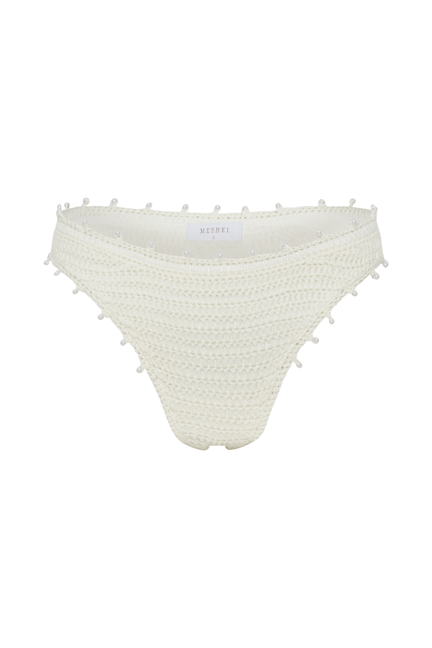 Sadie Pearl Knit Bikini Bottom - White