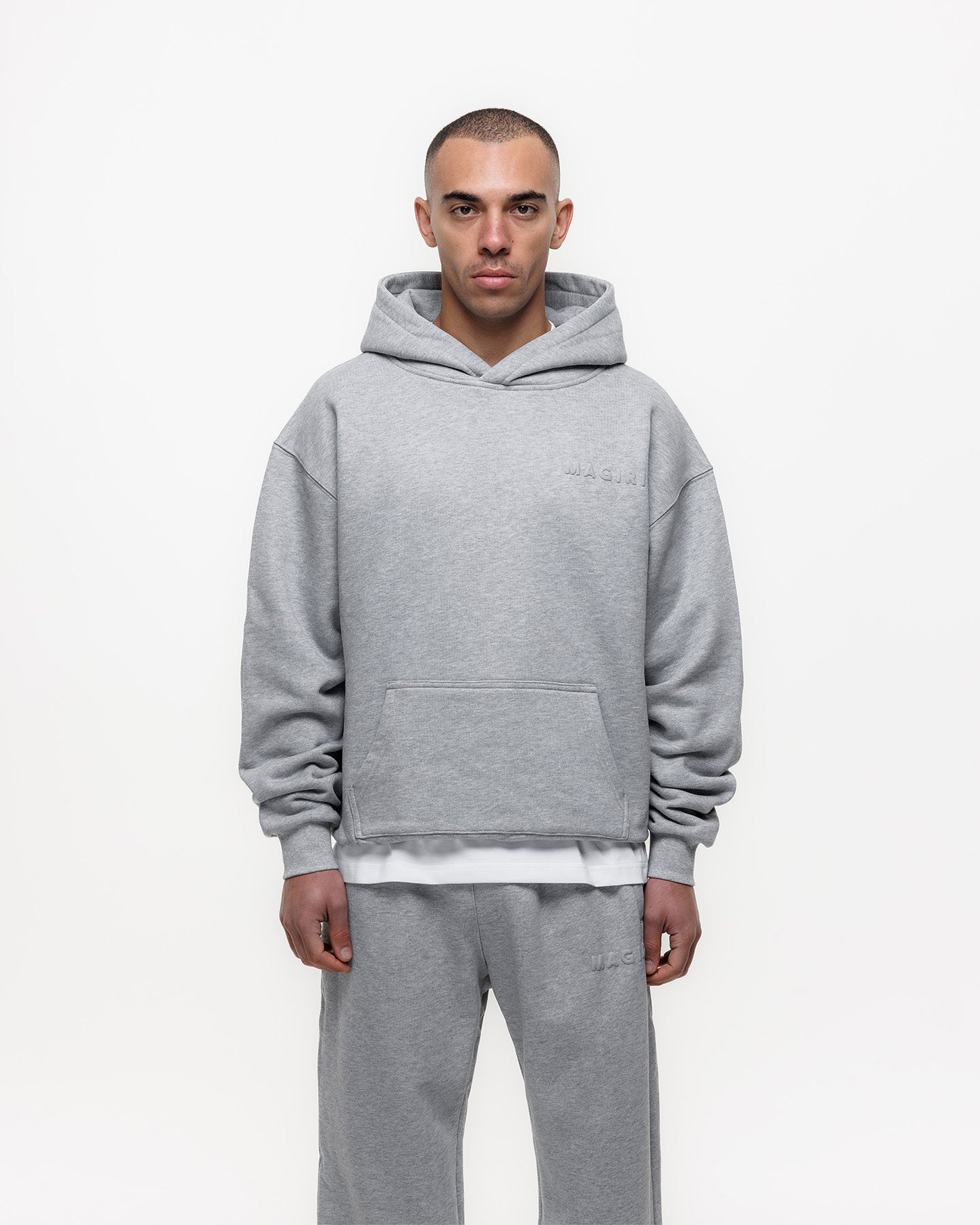 Magiri Core Puff Printed Logo Hoodie & Joggers Tracksuit in Grey