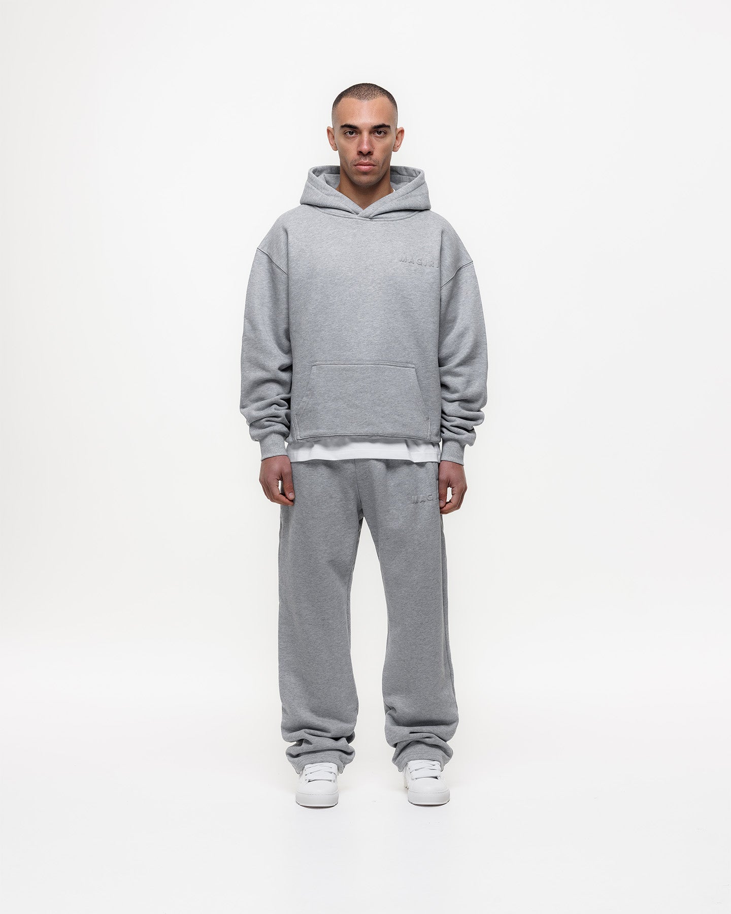 Magiri Core Puff Printed Logo Hoodie & Joggers Tracksuit in Grey