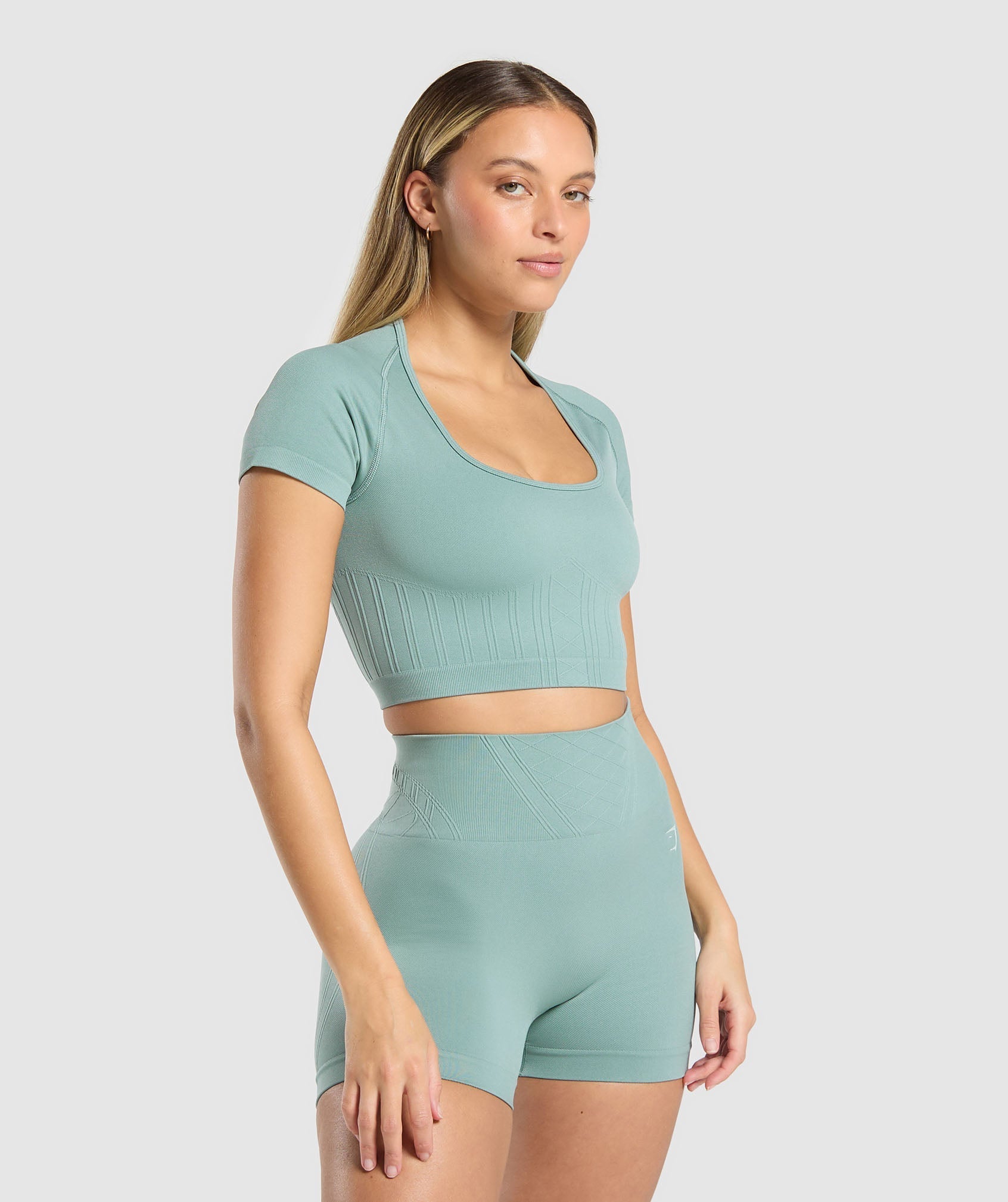 Gymshark Corset Seamless Crop Top - Celeste Blue