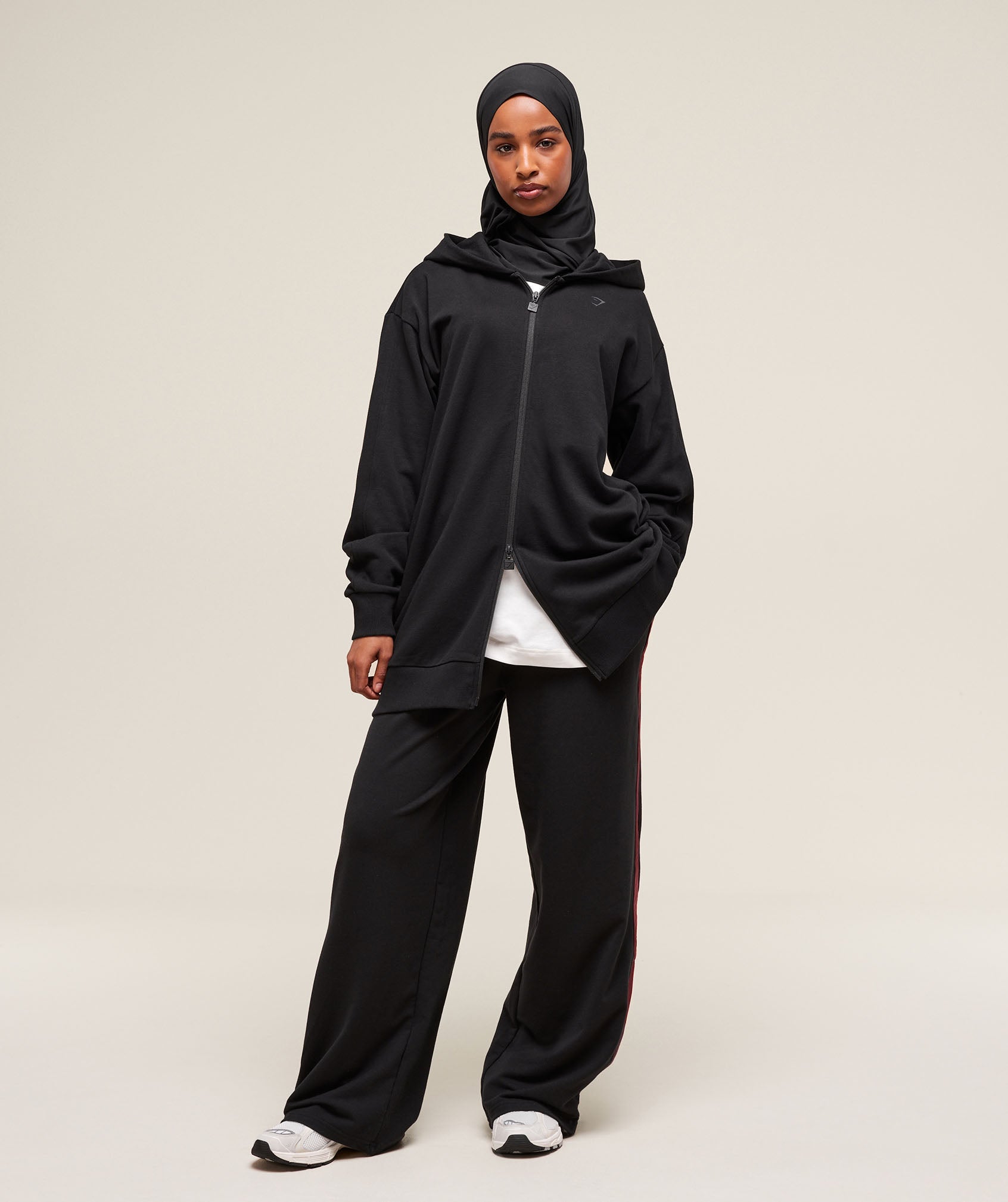 Gymshark Covered Longline Zip Up Hoodie - Black