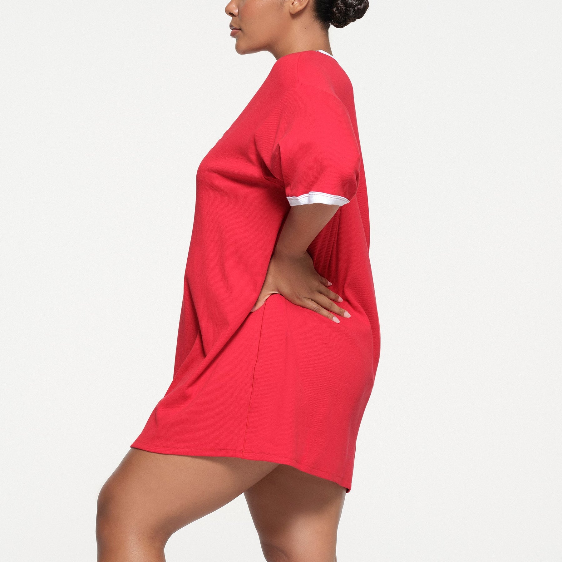 SKIMS FOR TEAM USA COTTON RIB OLYMPIC T-SHIRT MINI DRESS | RED