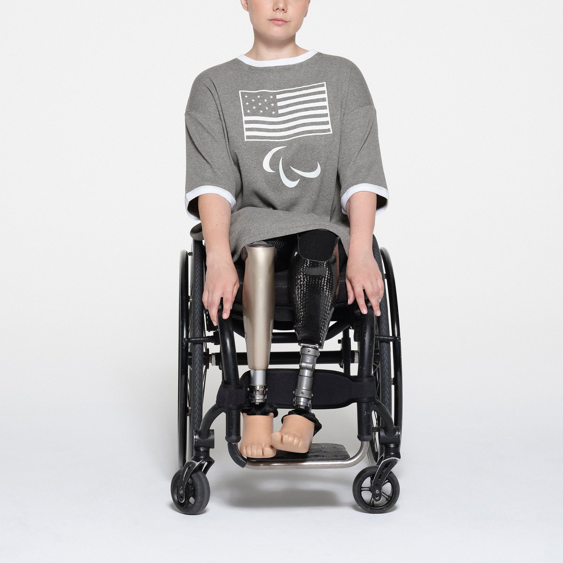 SKIMS FOR TEAM USA COTTON RIB PARALYMPIC T-SHIRT MINI DRESS | HEATHER GREY